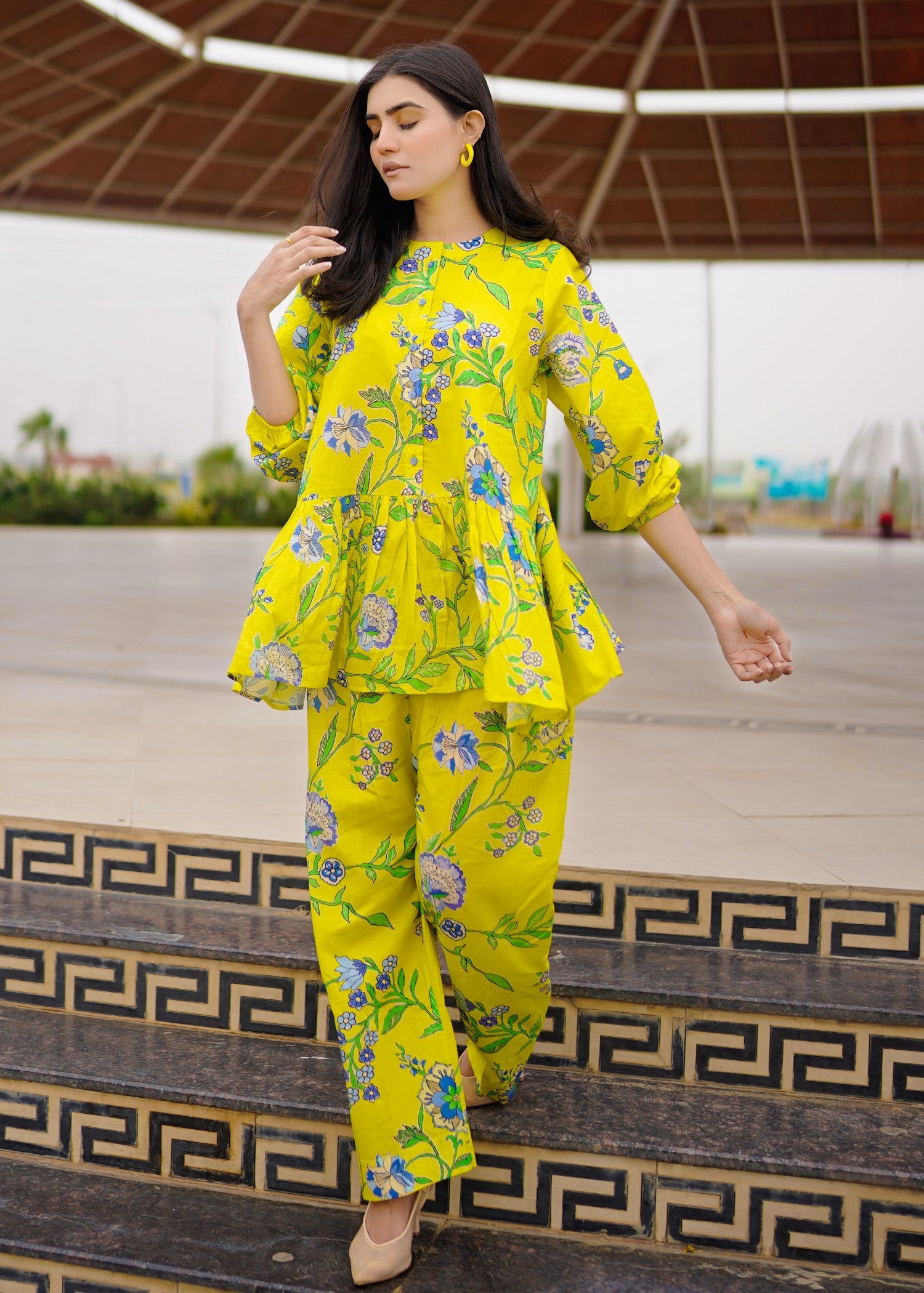 pure cotton Co Ord Sets in Chartreuse