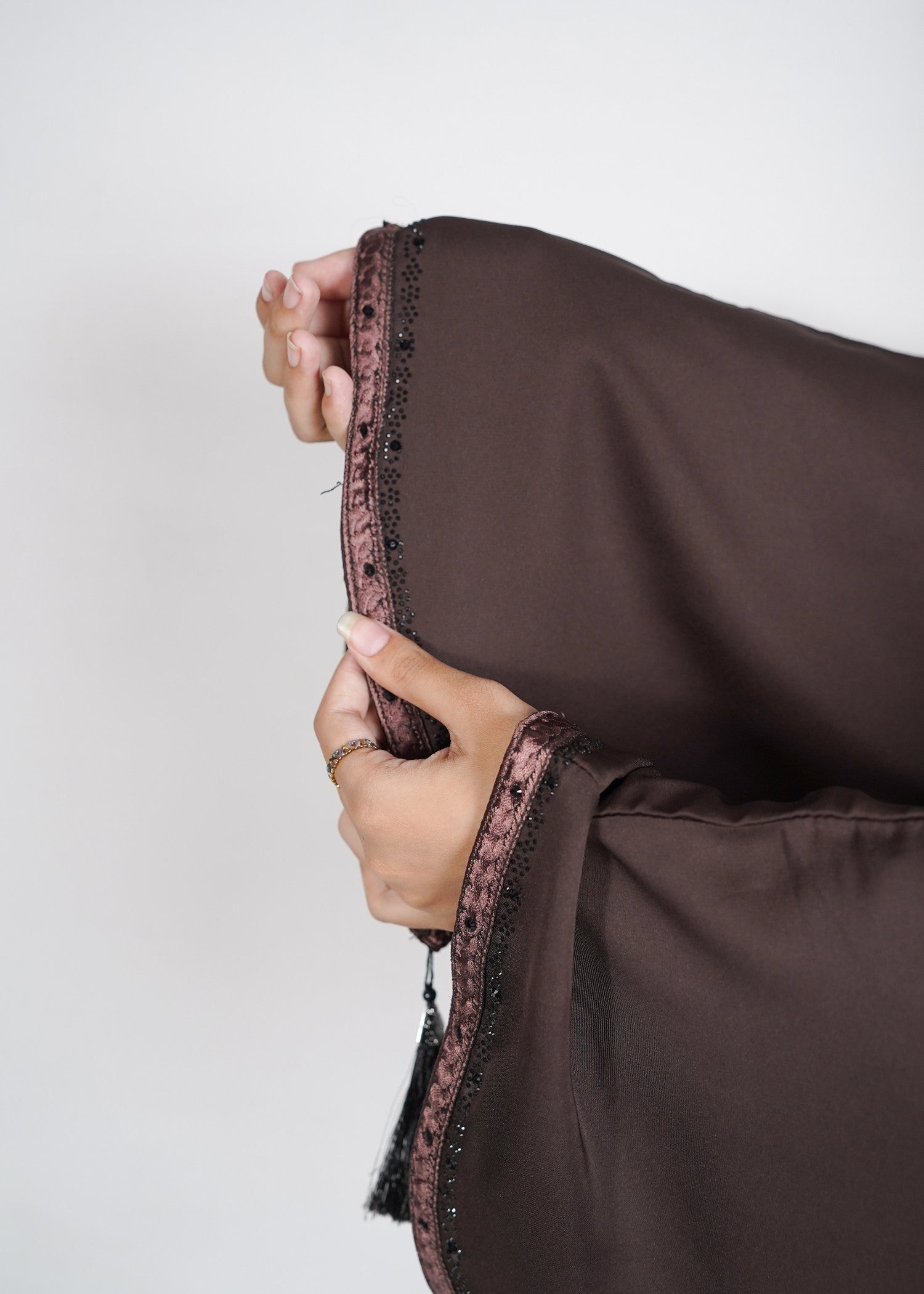 georgette silk Abaya in Chocolate brown