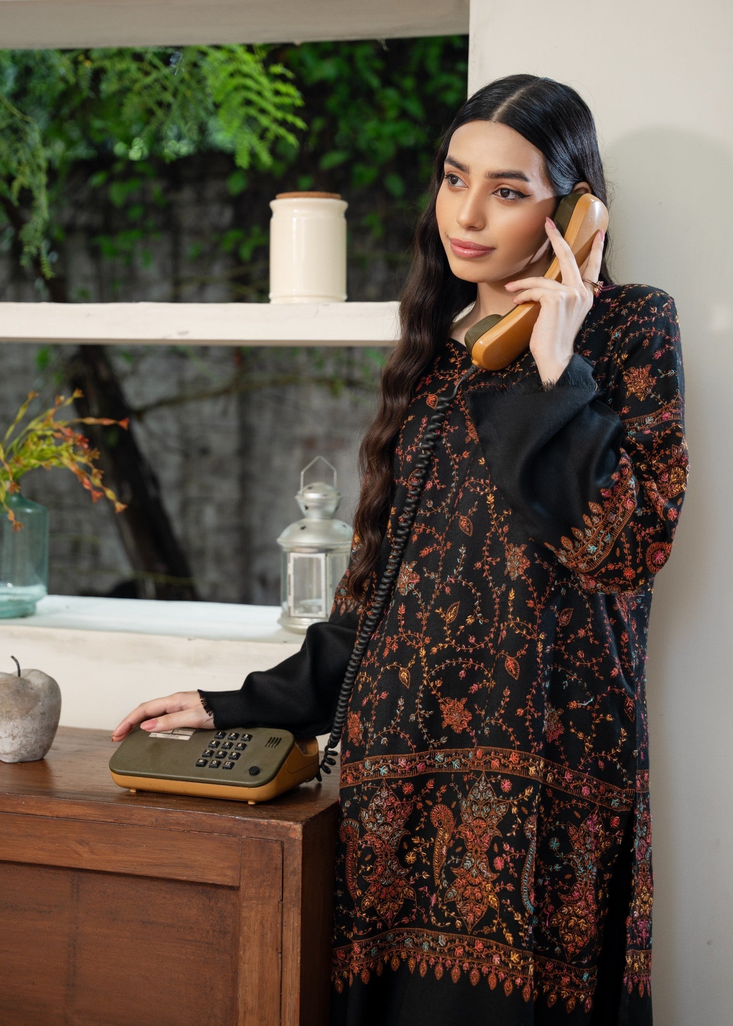 pashmina wool Kurta Set in Black