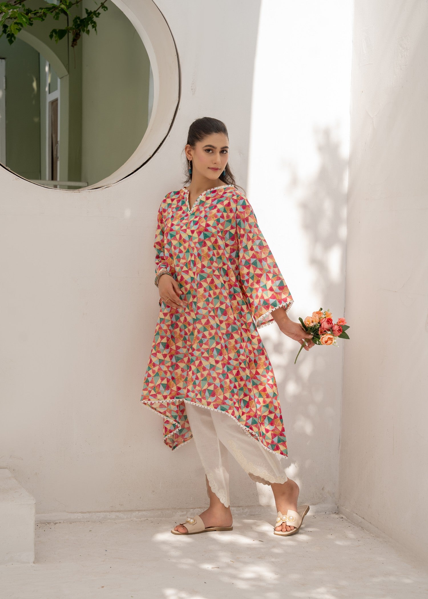 lawn Short Frock in Multi