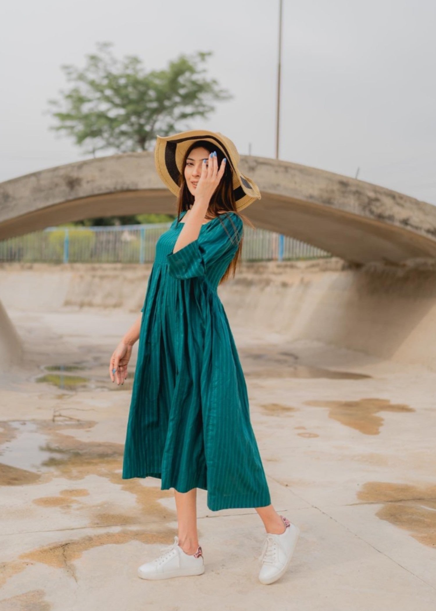 lawn Dress in Sea green