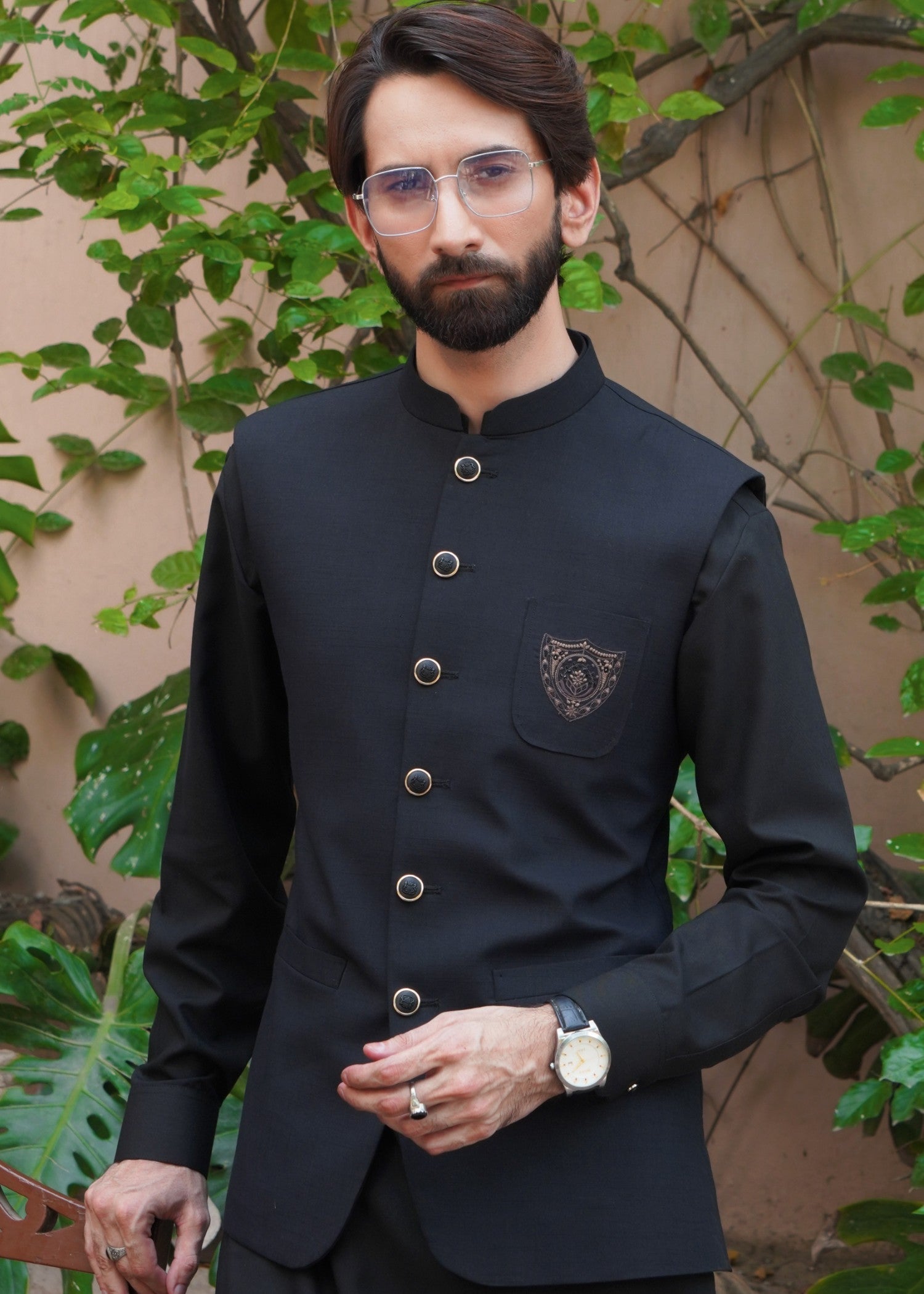 wool Waistcoat in Black