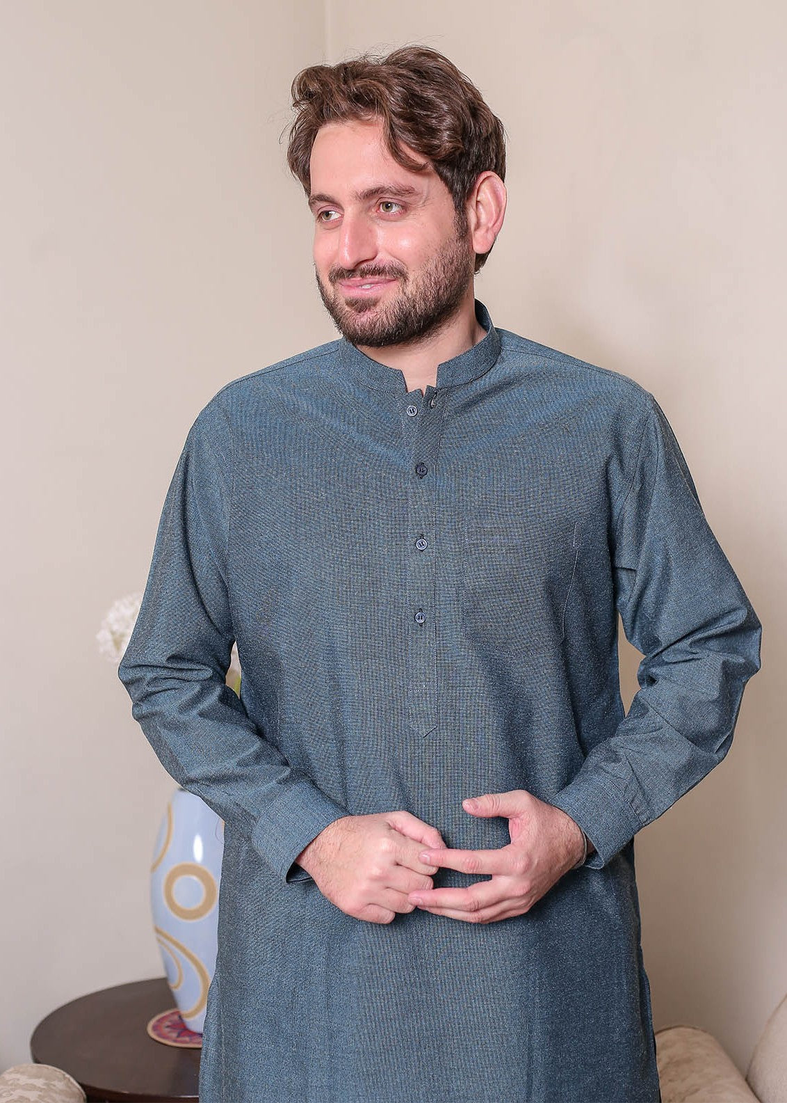 wool viscose Shalwar Kameez in Blue