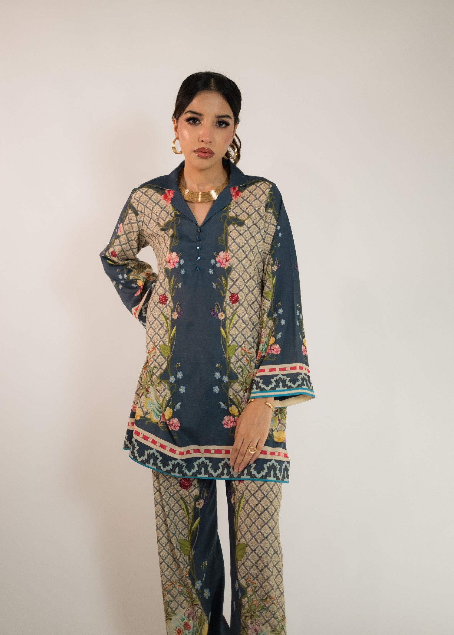 silk crepe Co ord Sets in Navy blue