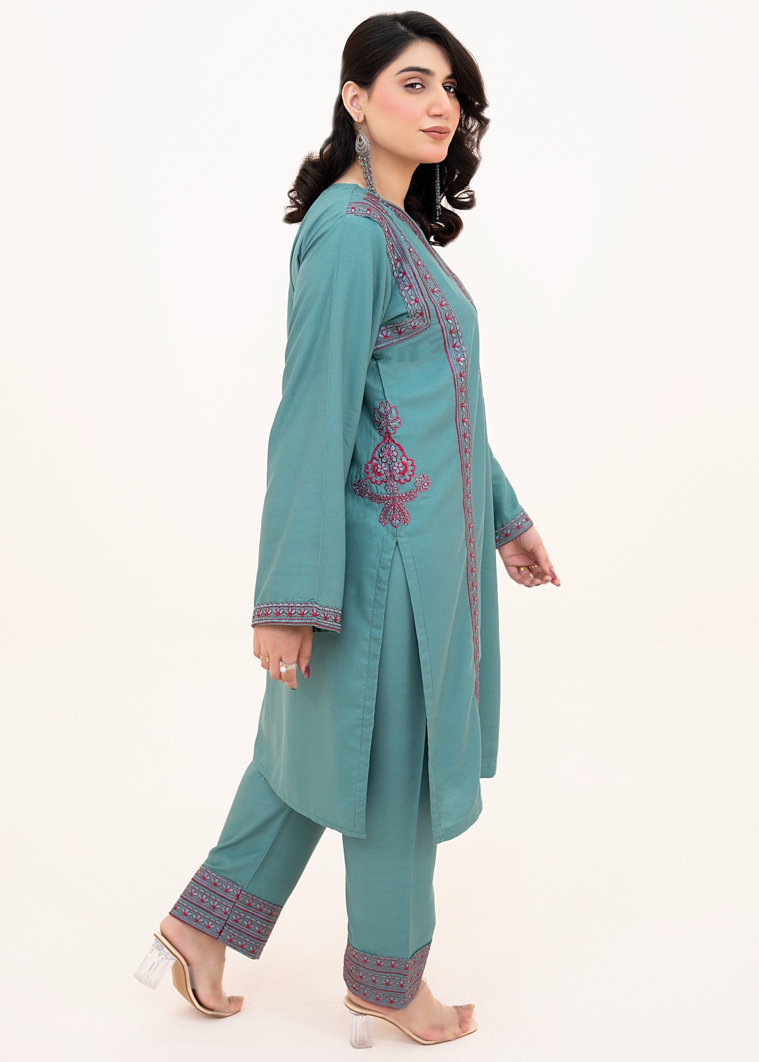 linen Kurta Set in Teal