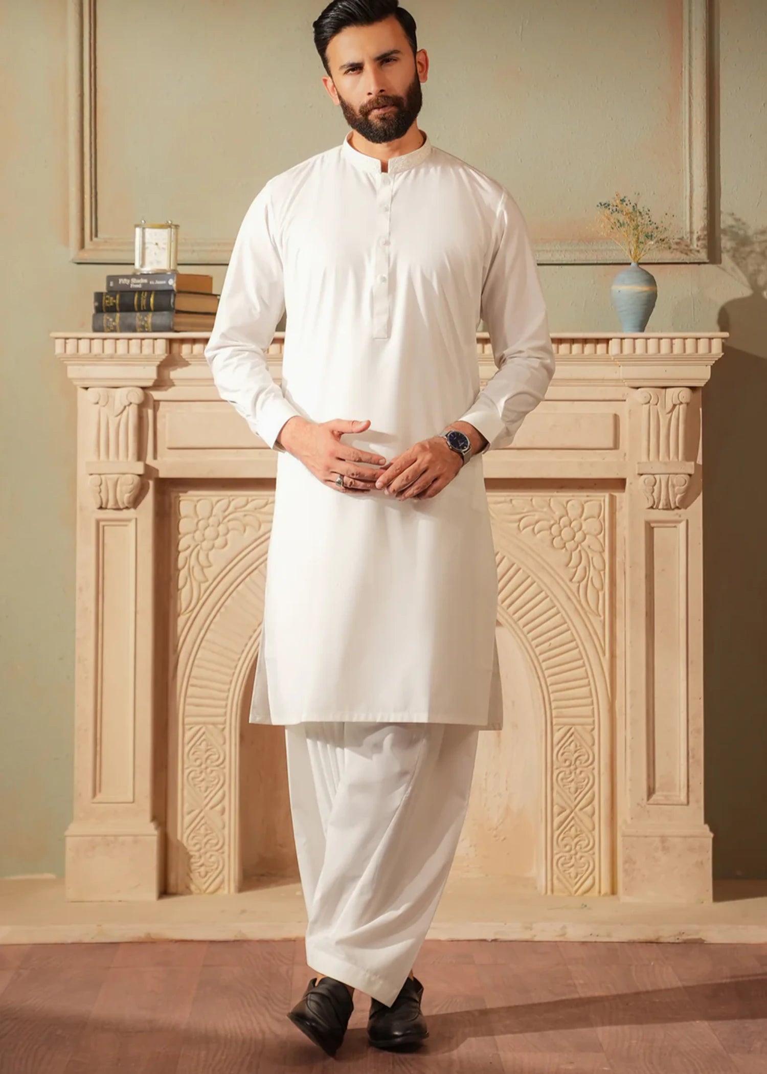 cotton Shalwar Kameez in Off-white by Zellbury