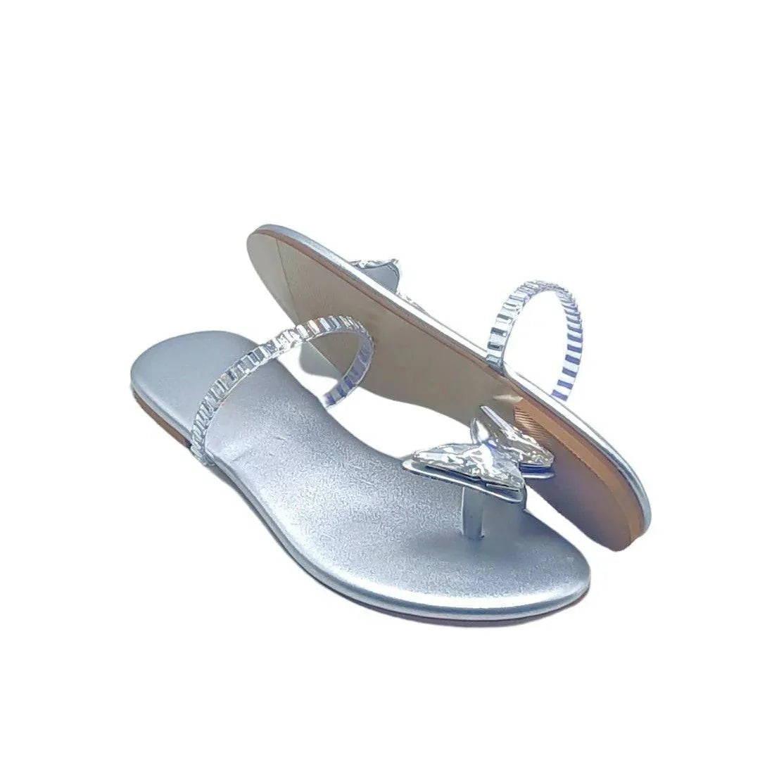 Slides in Silver by - High Quality Women Slides NPP0092