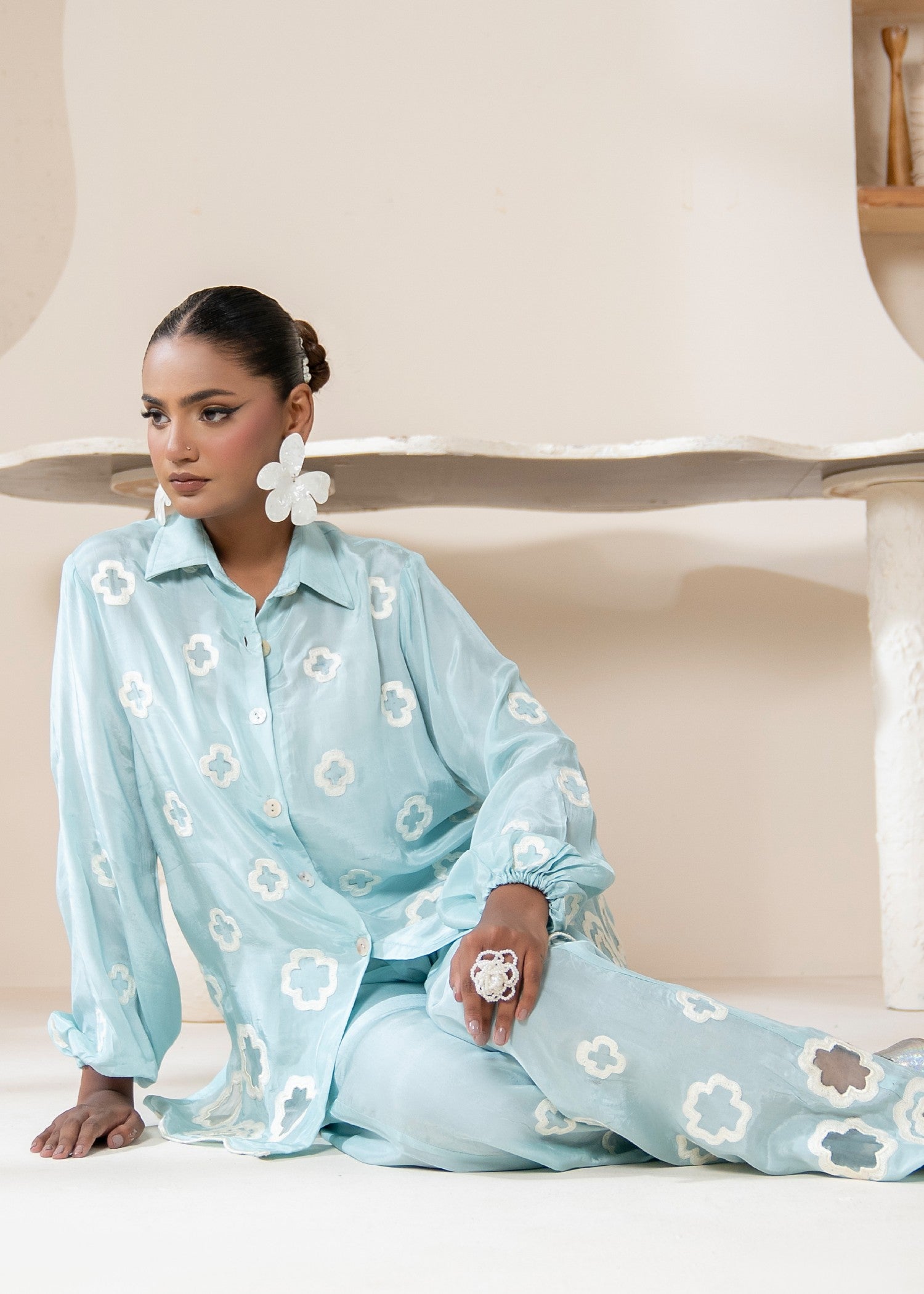 thai silk Co ord Sets in Powder blue