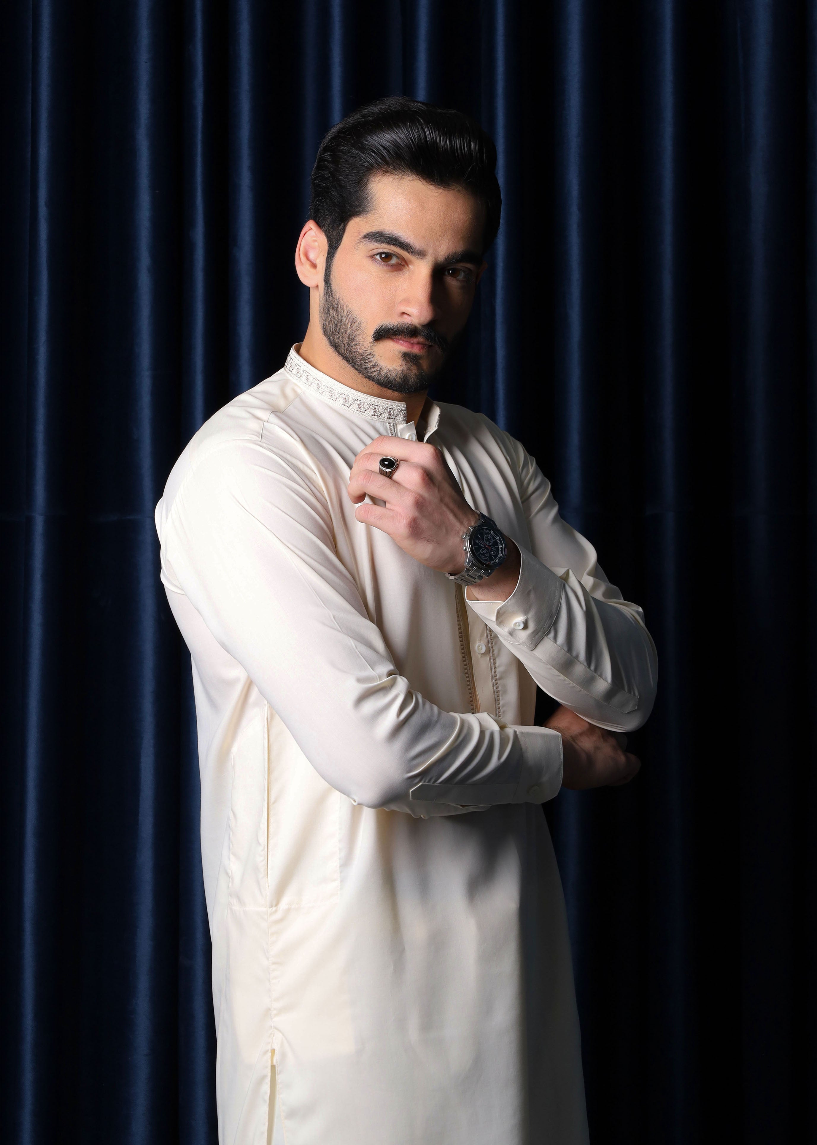 wash & wear Shalwar Kameez in Cream by Mazham