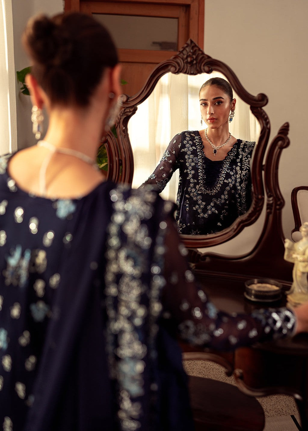 chiffon Unstitched in Navy blue