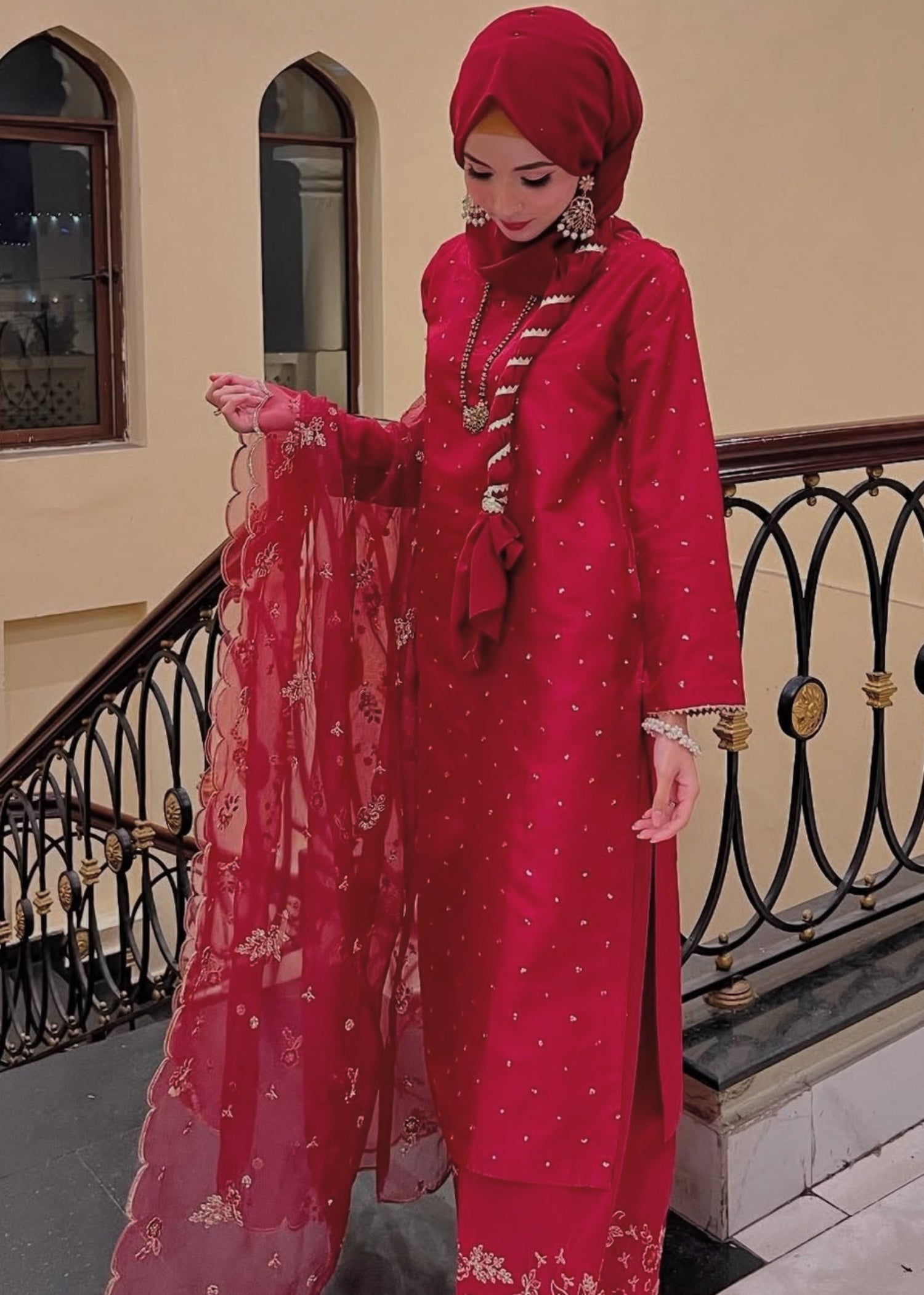 kattan silk Kurta Set in Hot pink