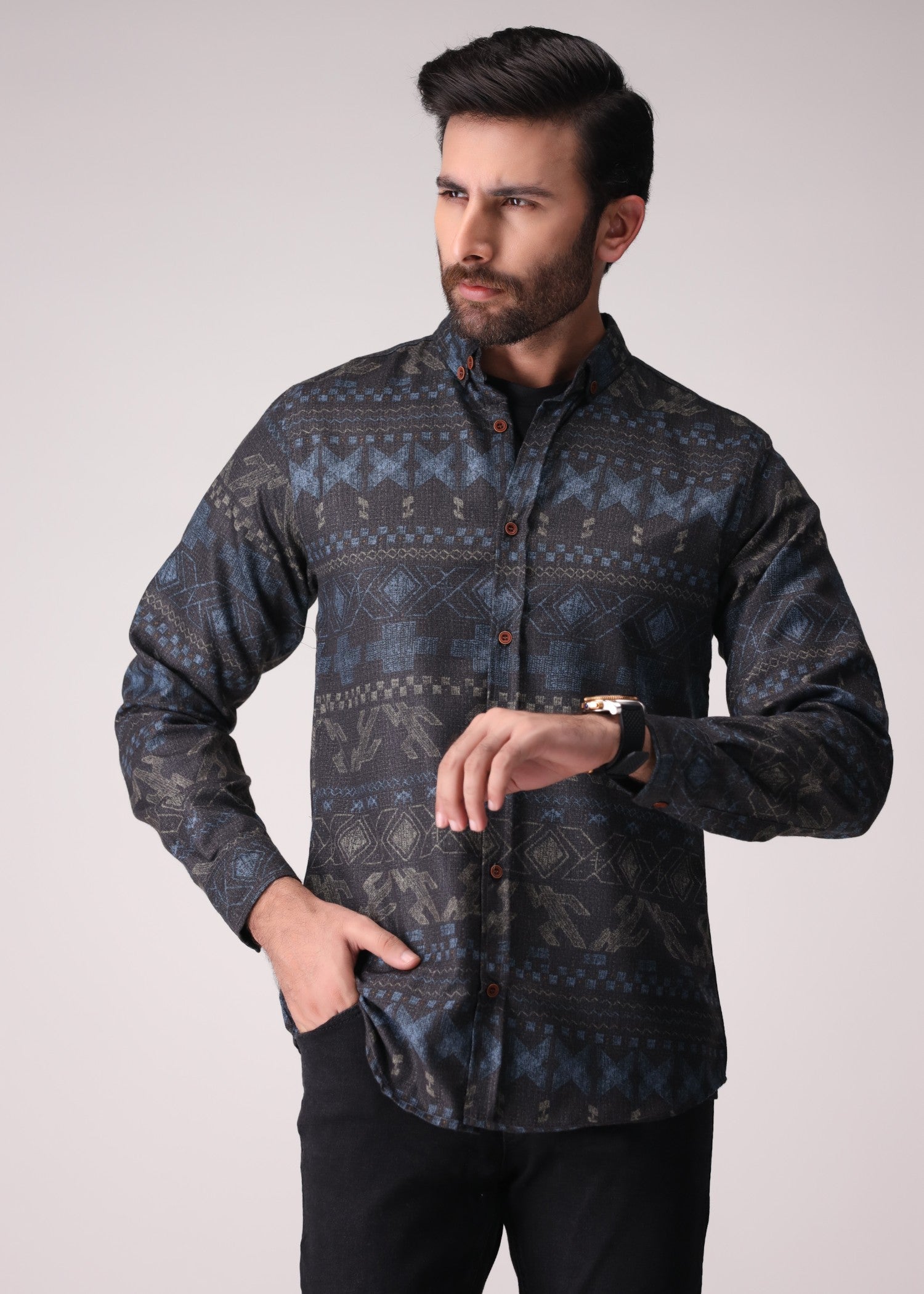 flannel Casual Shirt in Black