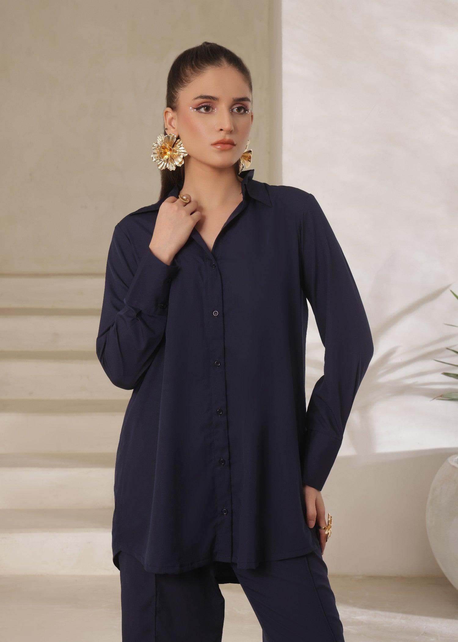 crepe Co ord Sets in Midnight blue