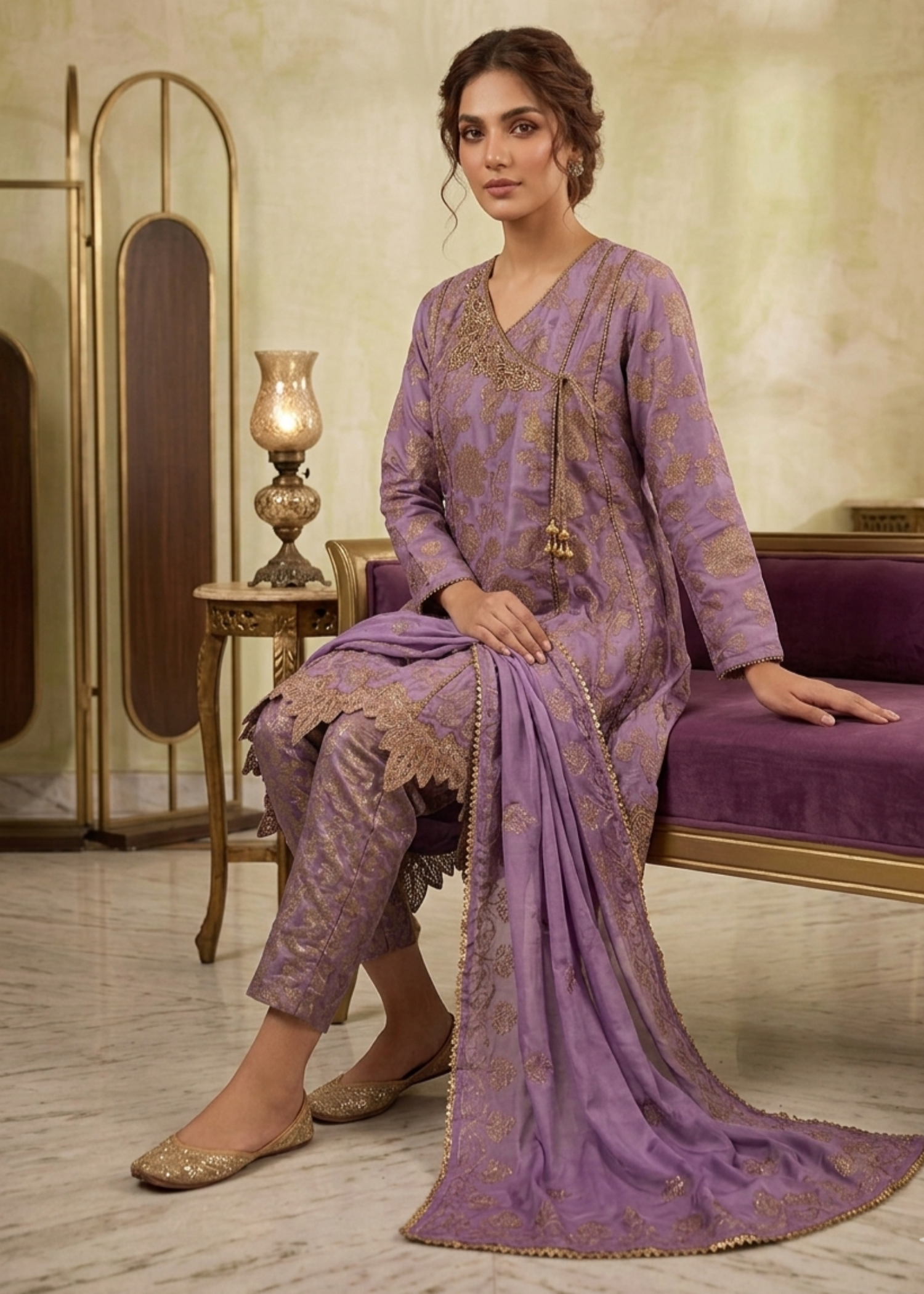 silk Angrakha in Purple mountain majesty
