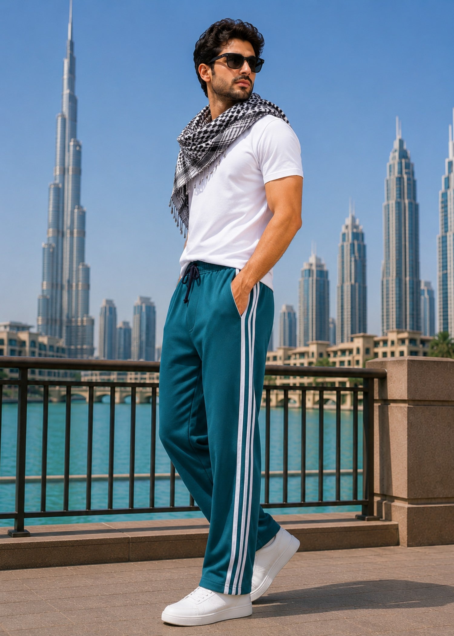 cotton Trousers in Bondi blue