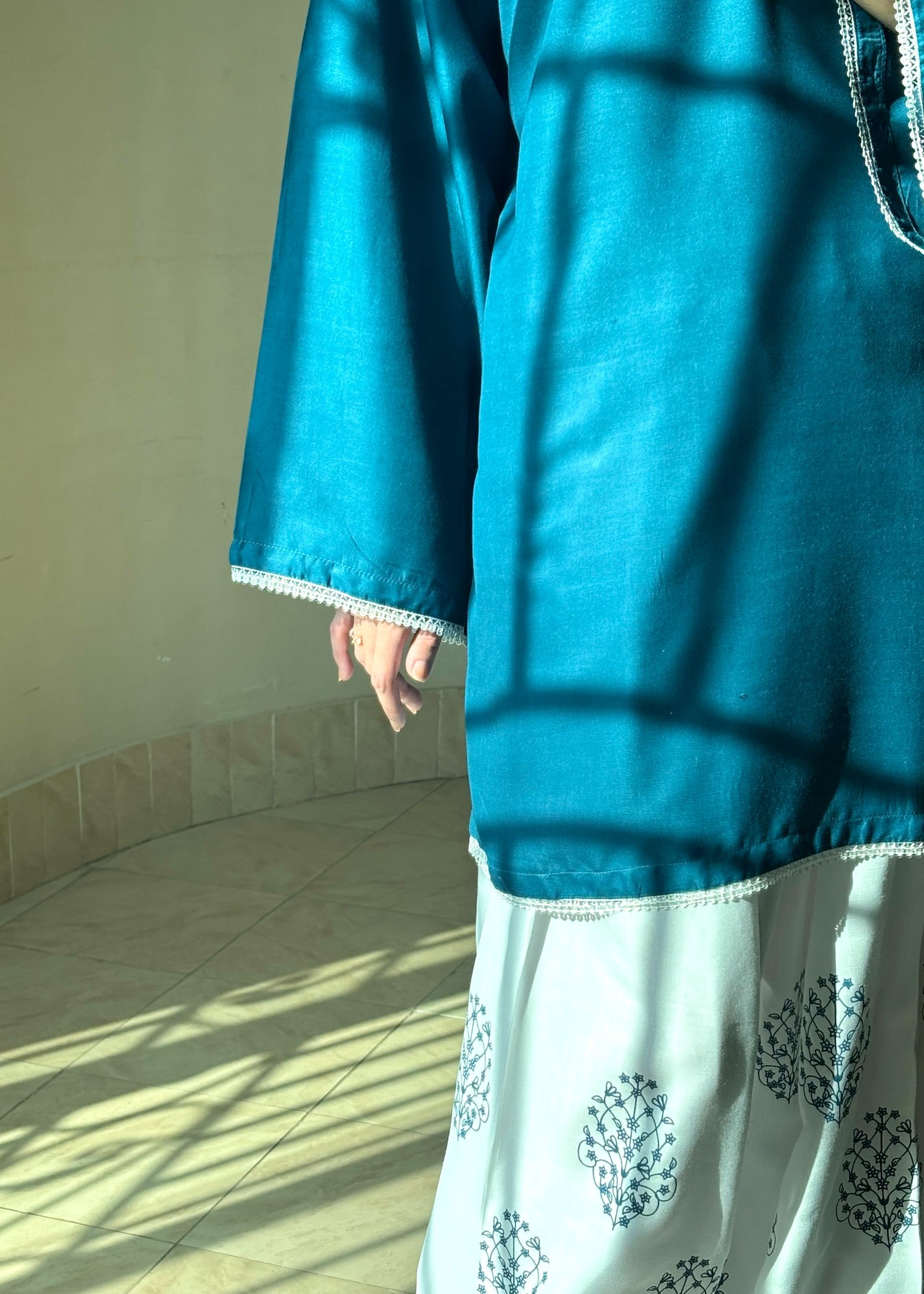 linen Kurta Set in Teal