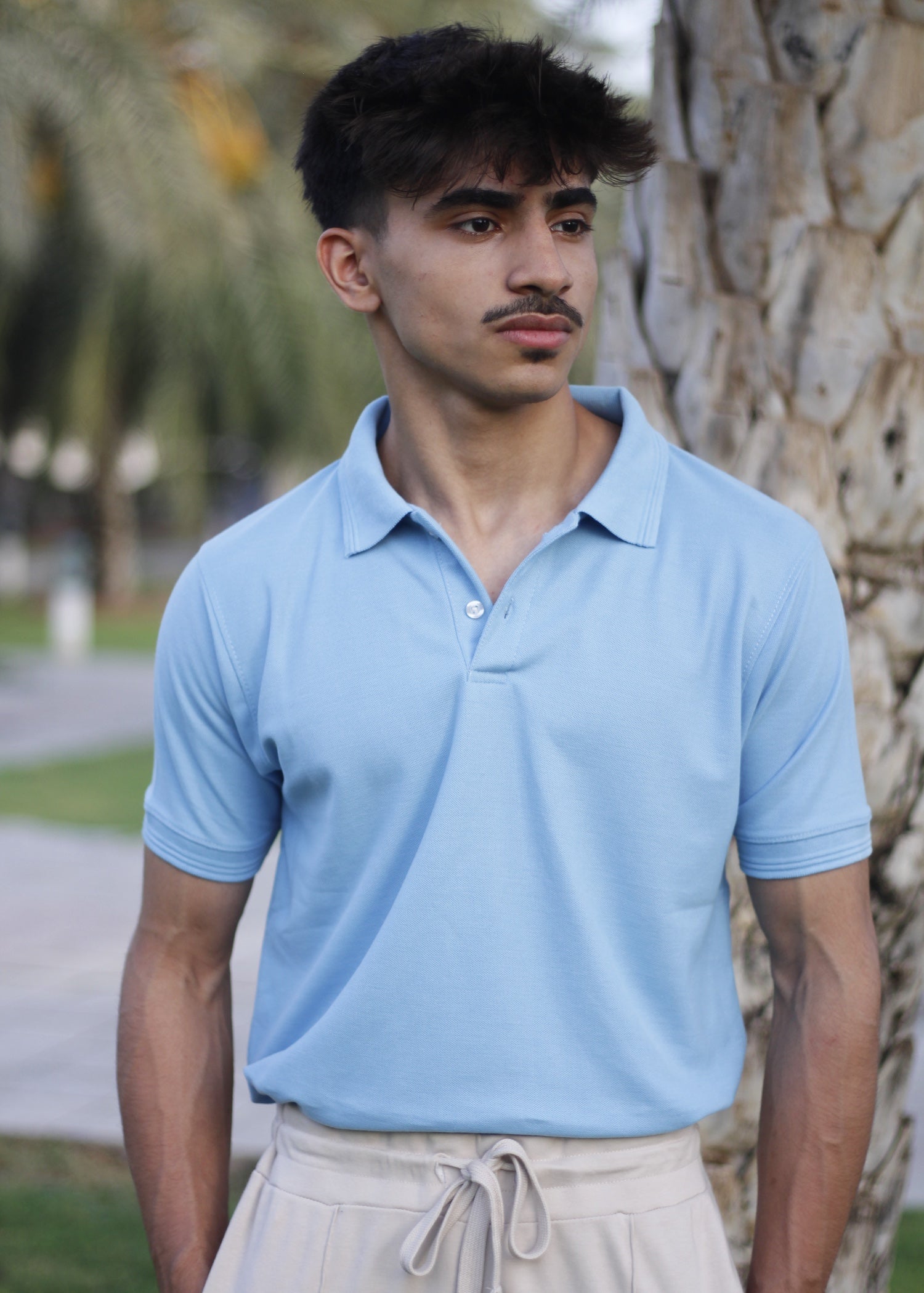cotton Polo Shirt in Ice blue