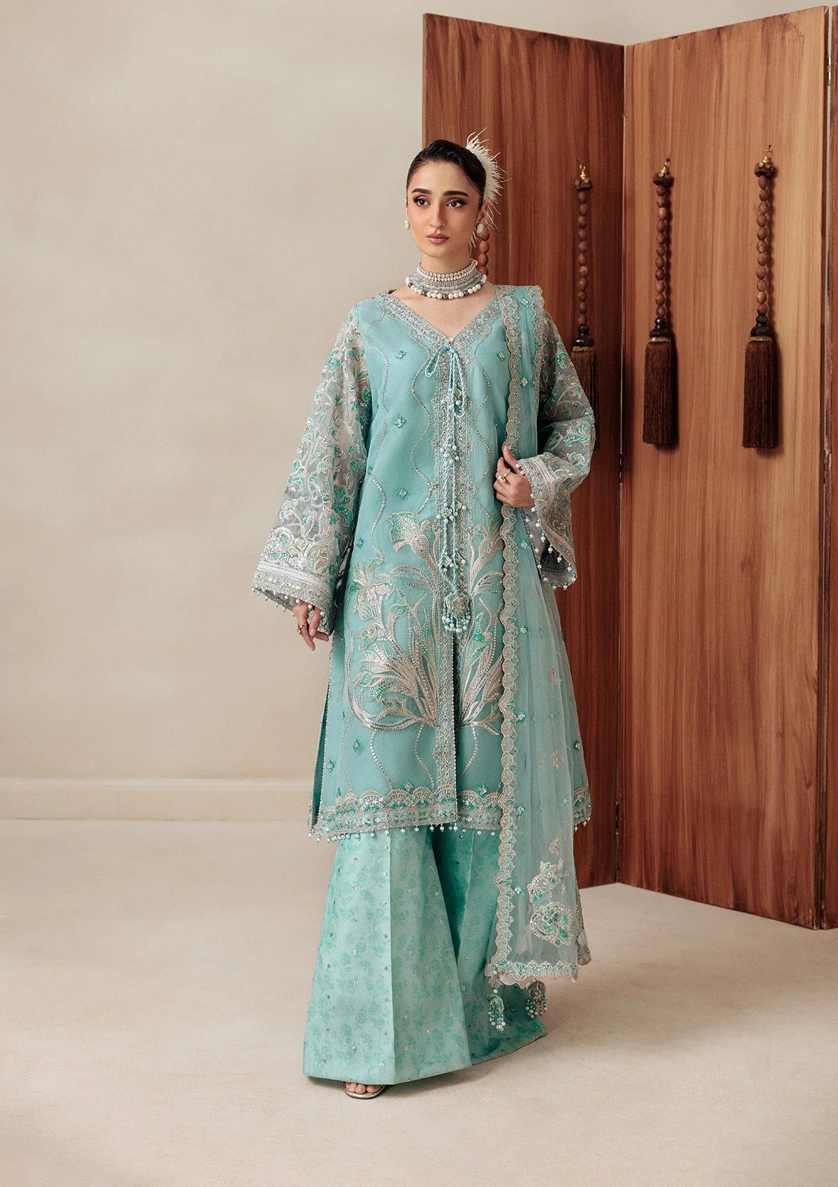 organza Unstitched in Aquamarine