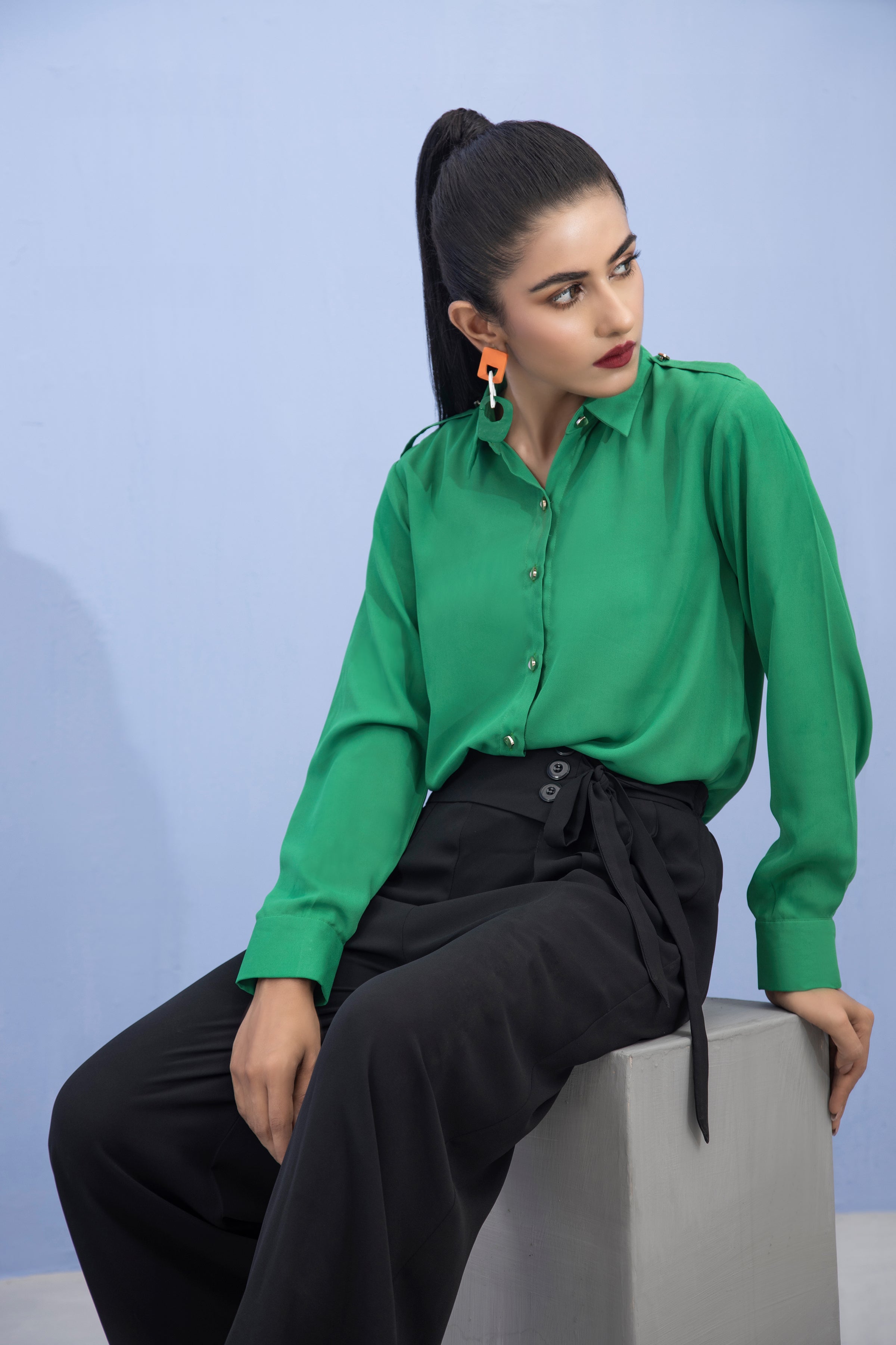 crepe georgette Kurti in Green