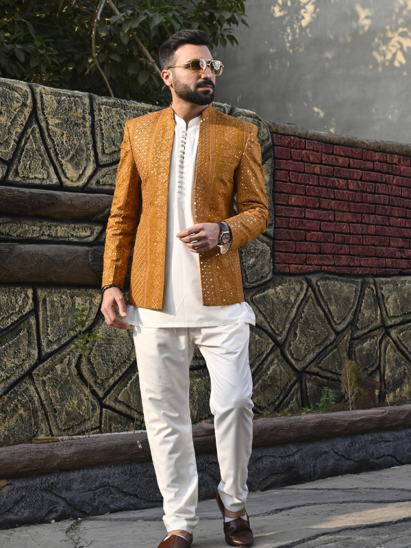 masuri Prince Coat in Gold by HK Fashion