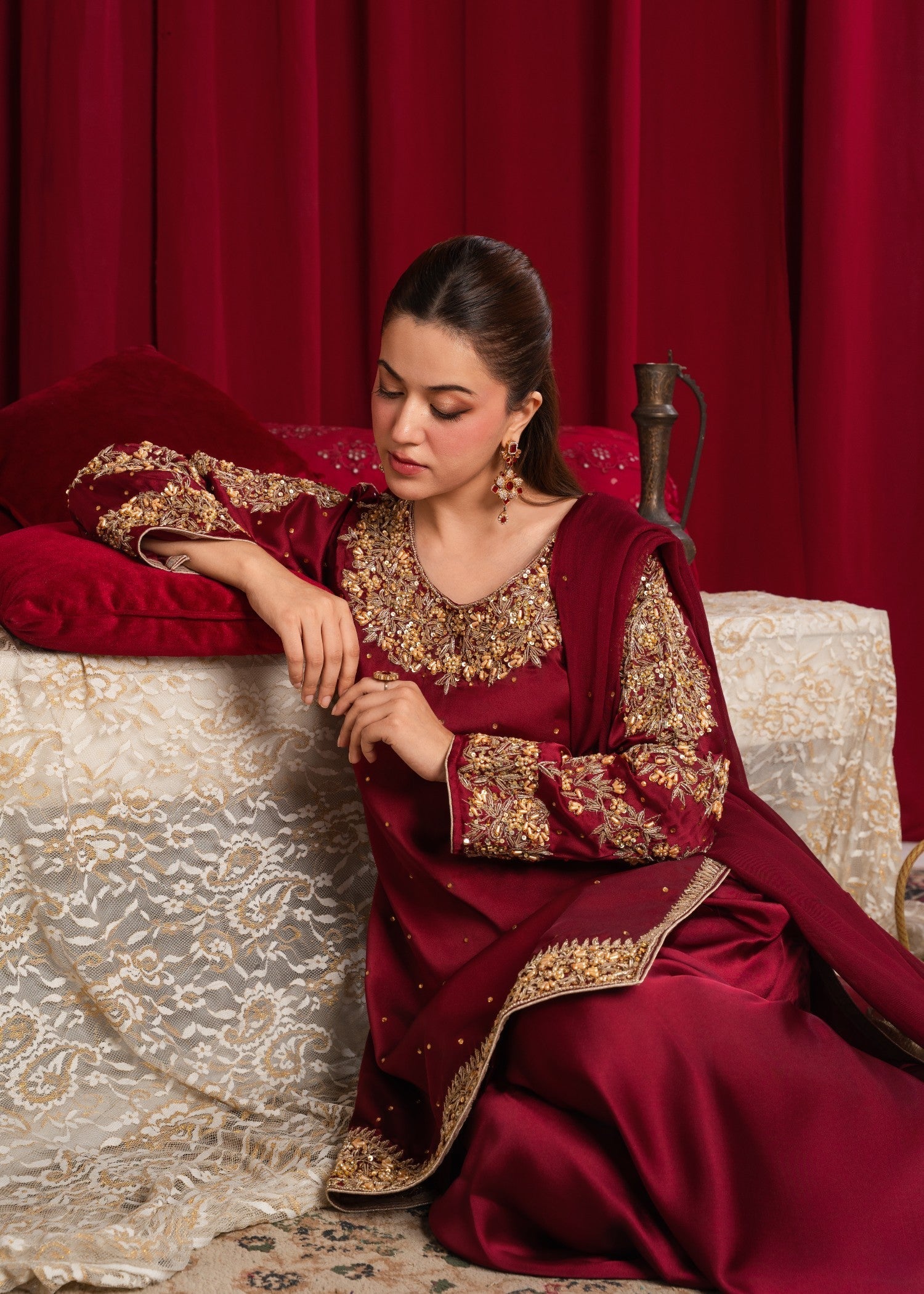 charmuse/shamooz Sharara in Maroon