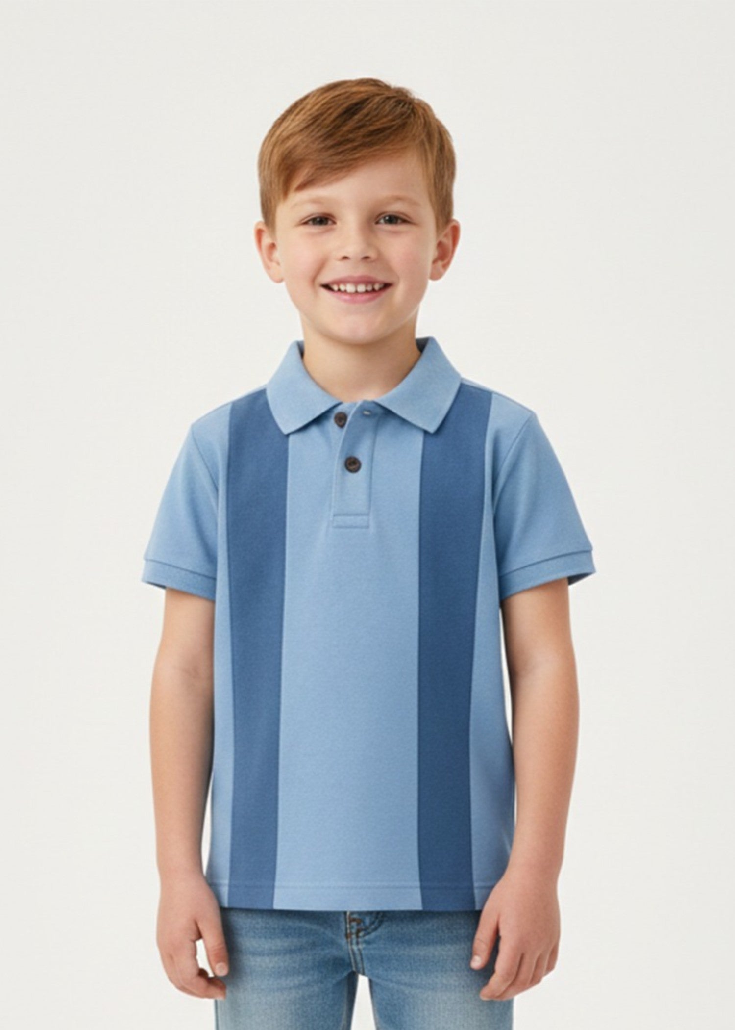 cotton Polo Shirt in Sky blue, steel blue