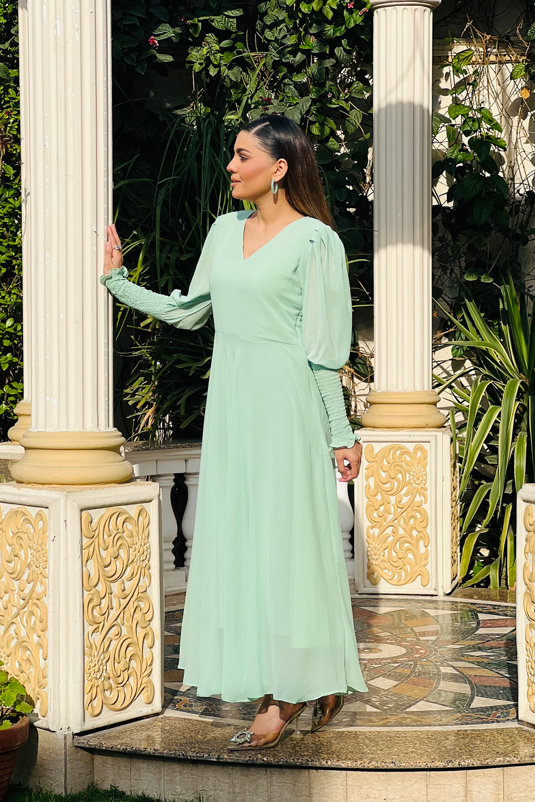 chiffon Dress in Mint green