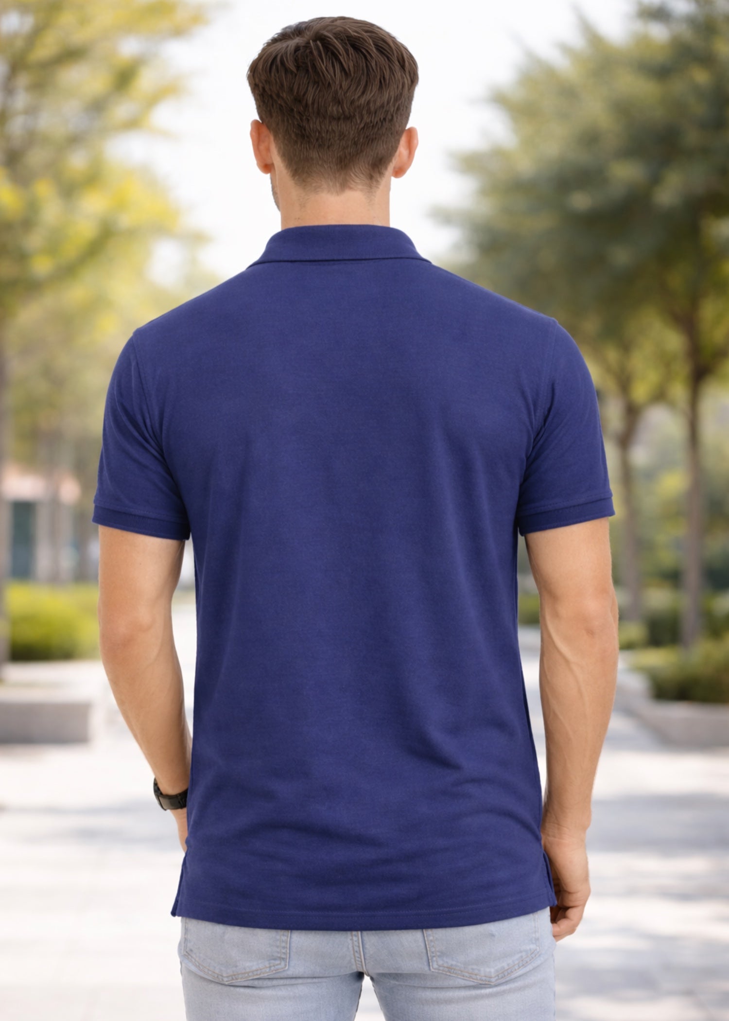 cotton Polo Shirt in Navy blue by Imagination Apparel