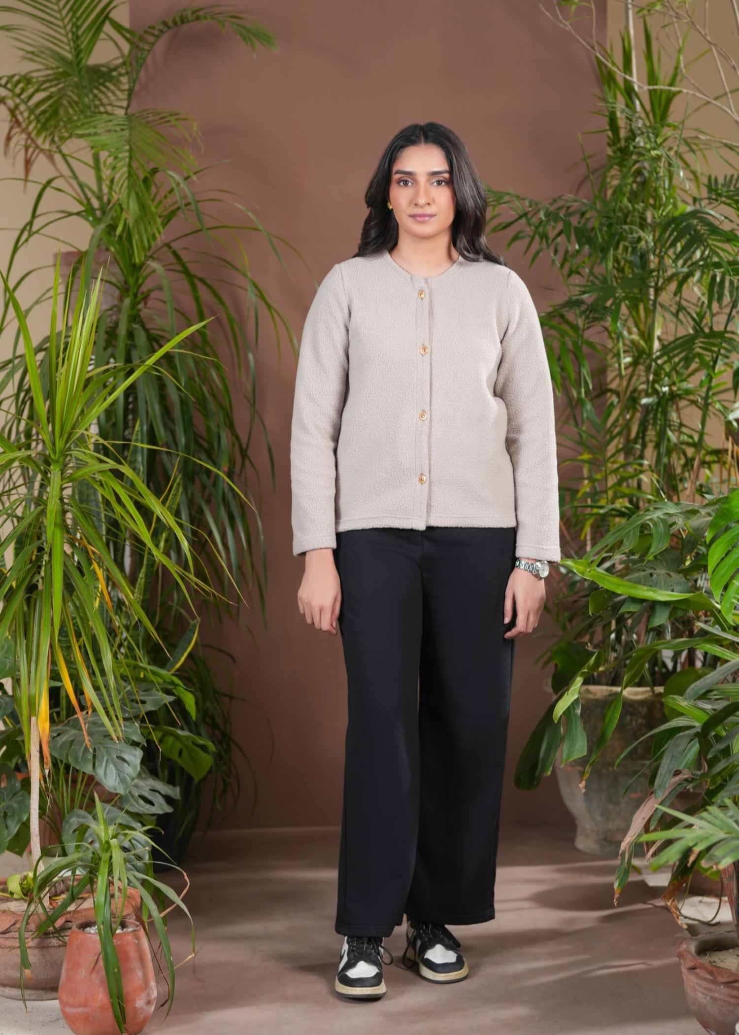 polyester Sweater in Beige