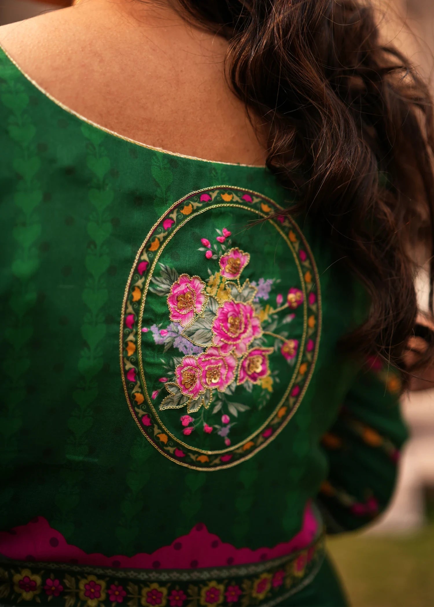 raw silk Unstitched in Dark green