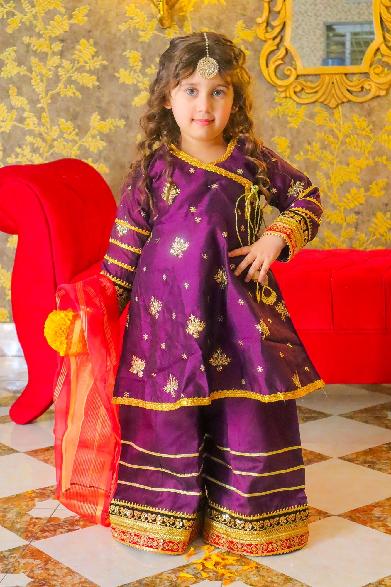raw silk Angrakha in Purple