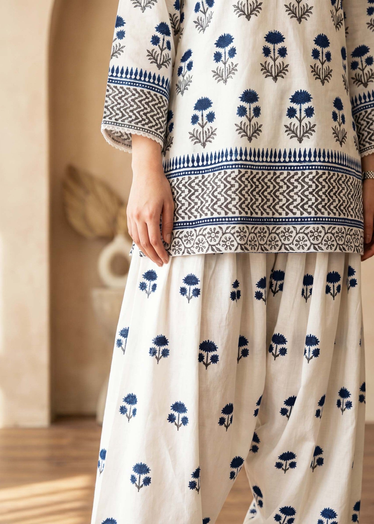 lawn cotton Co Ord Sets in Eggshell
