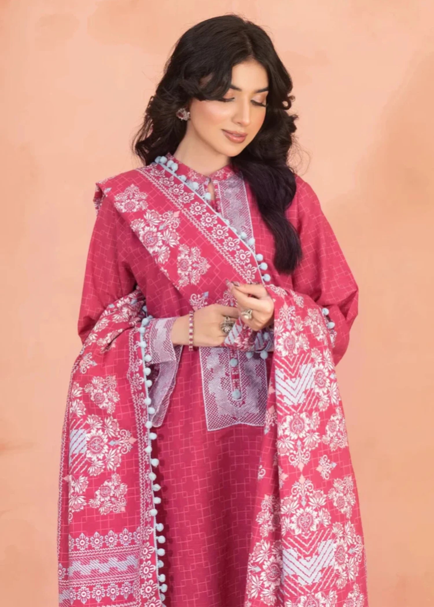 khaddar Unstitched in Red