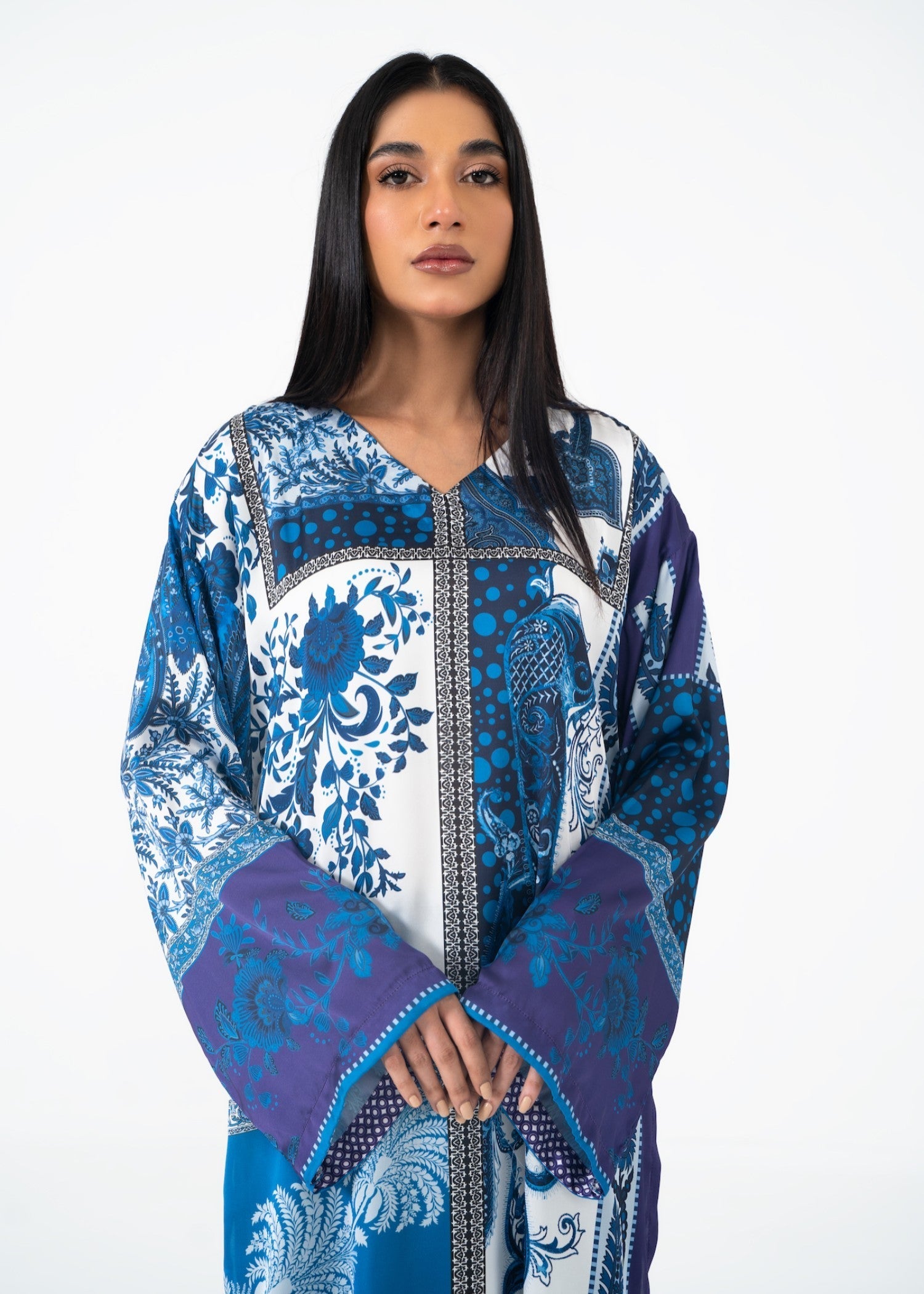 satin silk Kurti in Blue