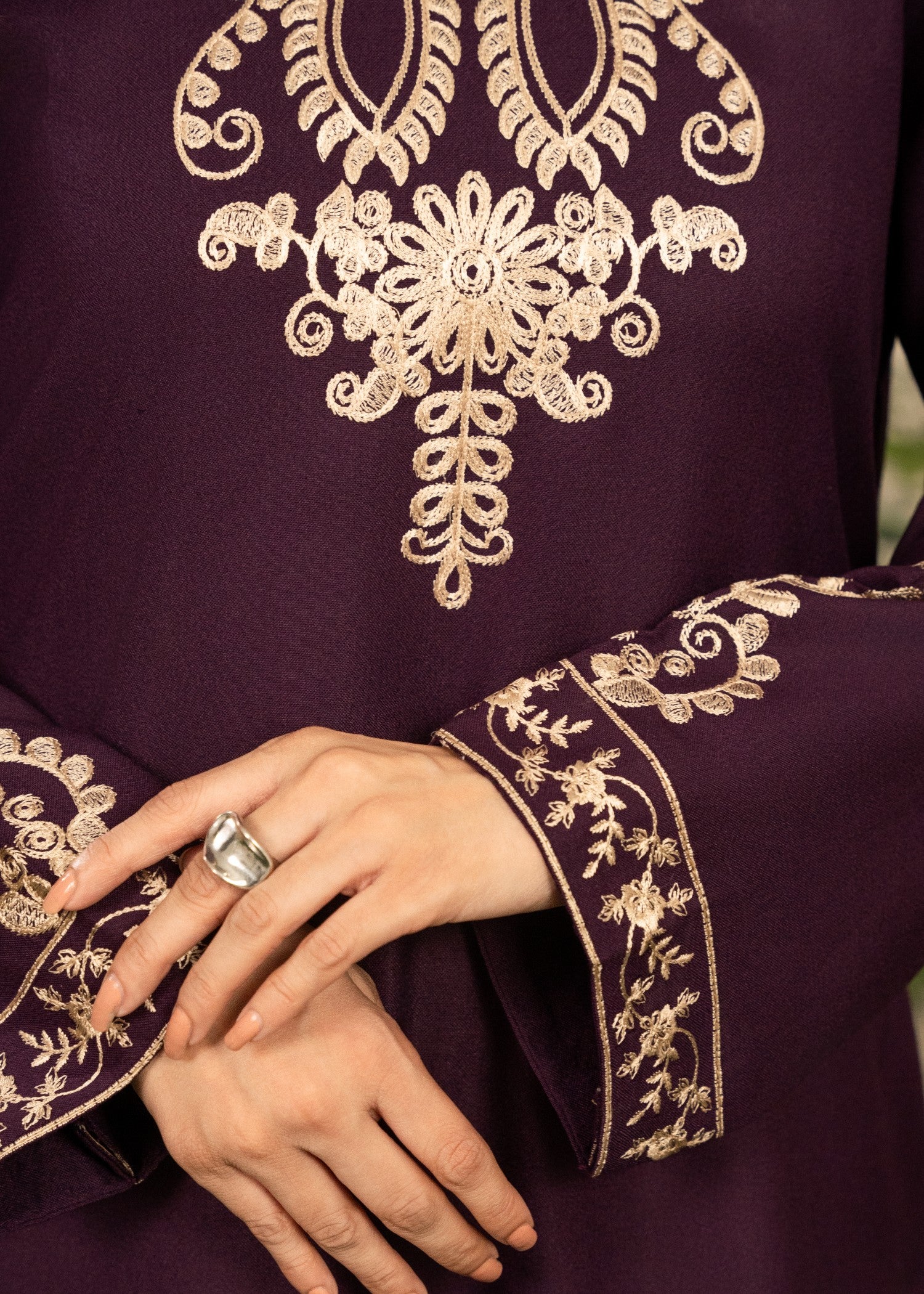 dhanak Kurta Set in Plum purple