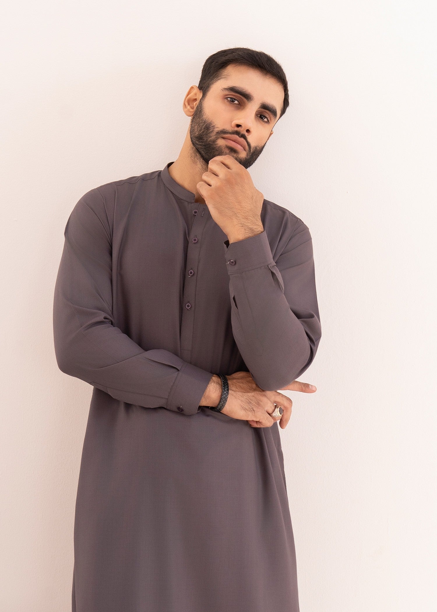 wash & wear Shalwar Kameez in Grey by Buraq