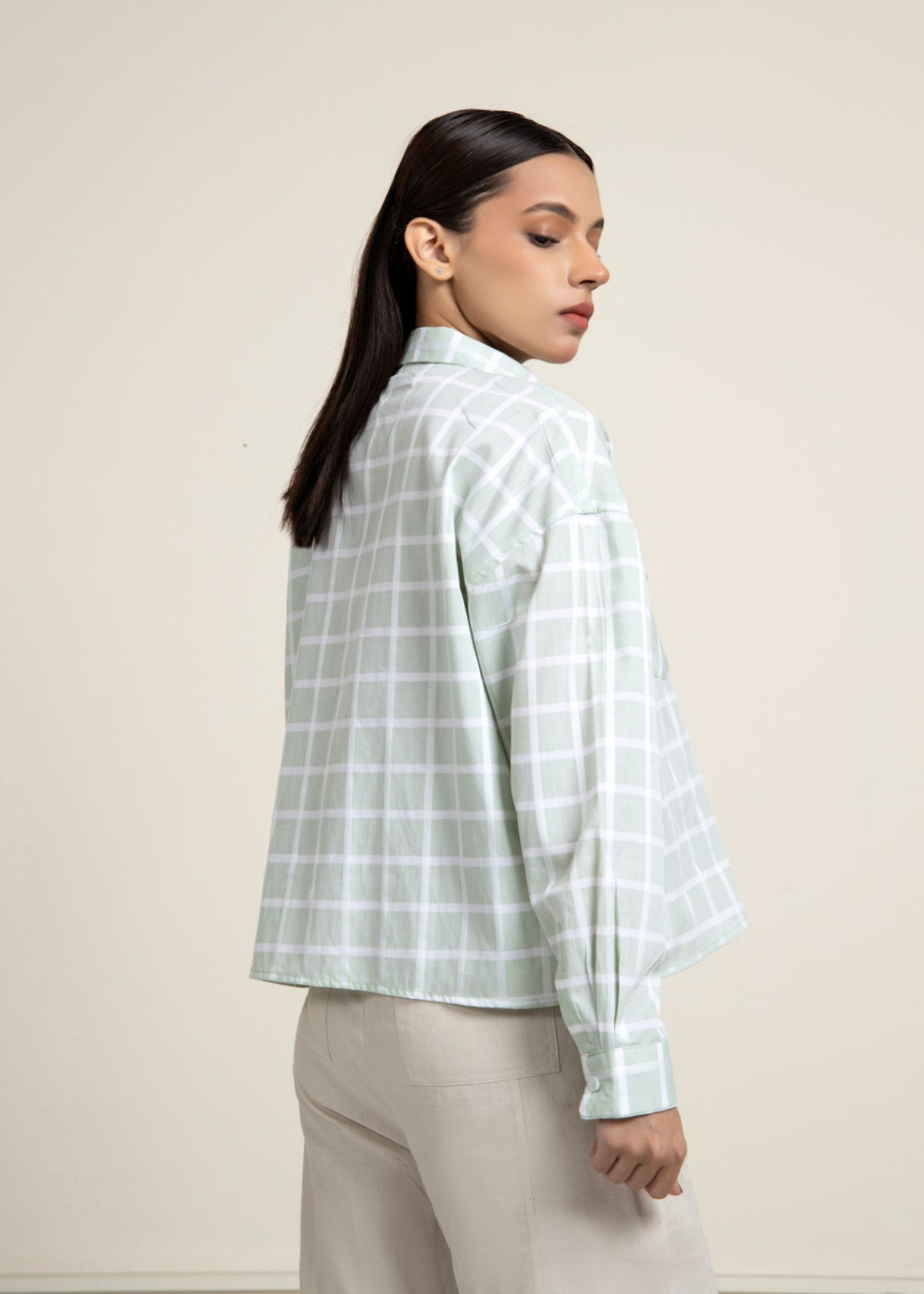 cotton Top in White, tea green