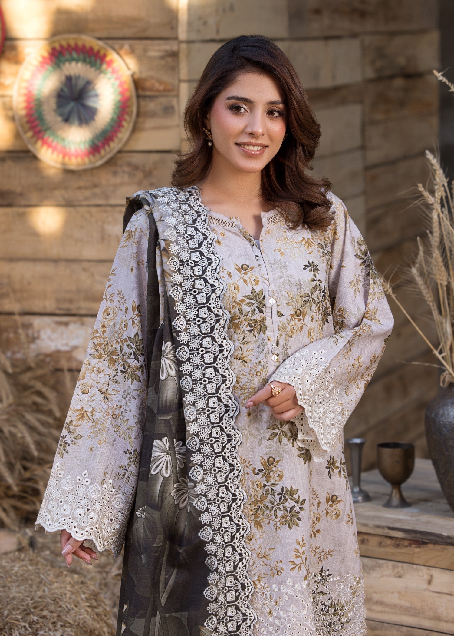 khaddar Kurta Set in Cream