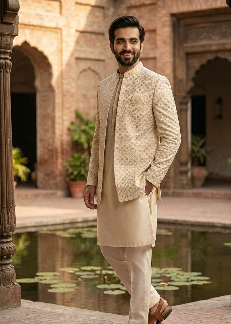 silk Prince Coat in Off-white, ivory