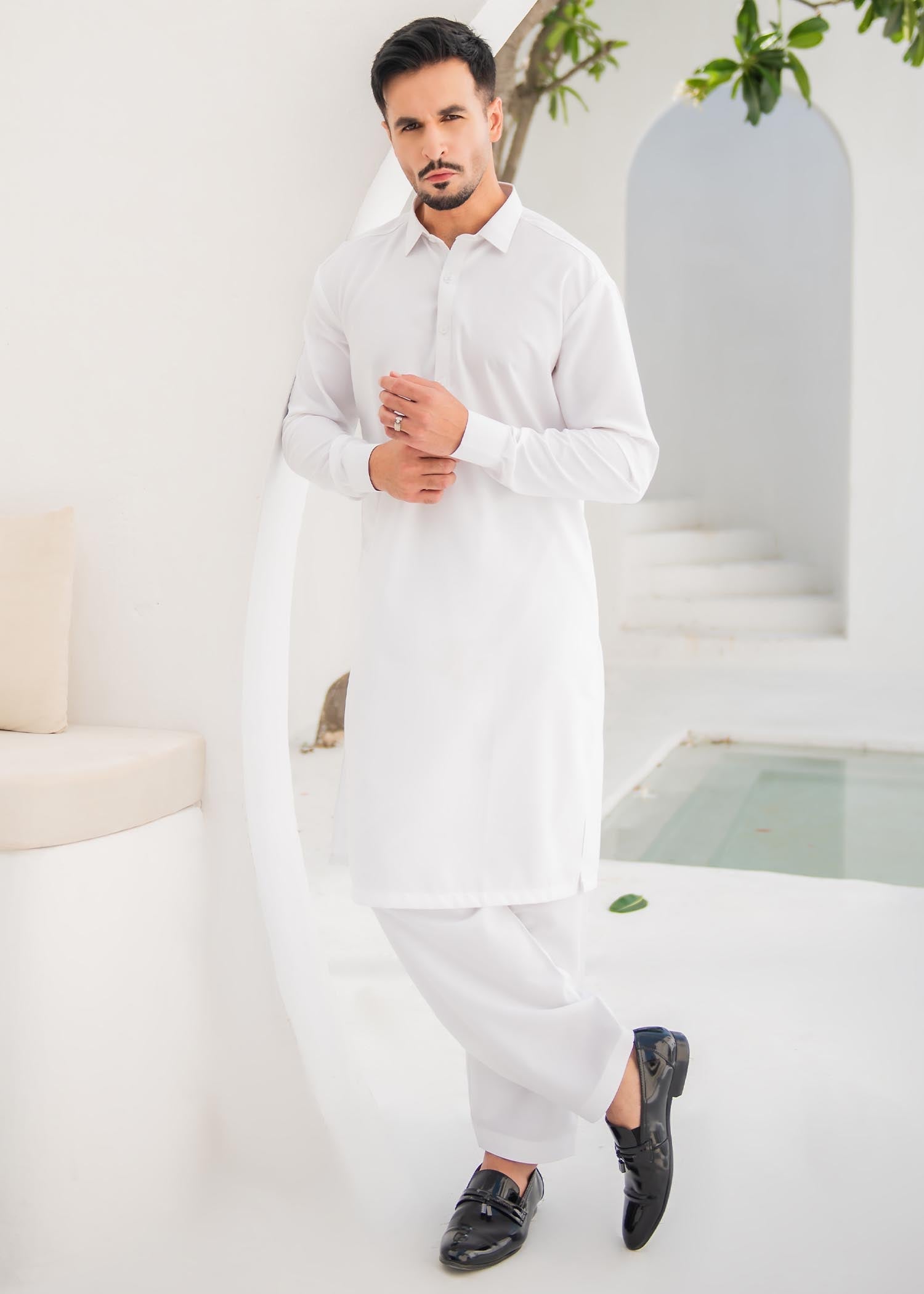 wash & wear Kurta Set in White
