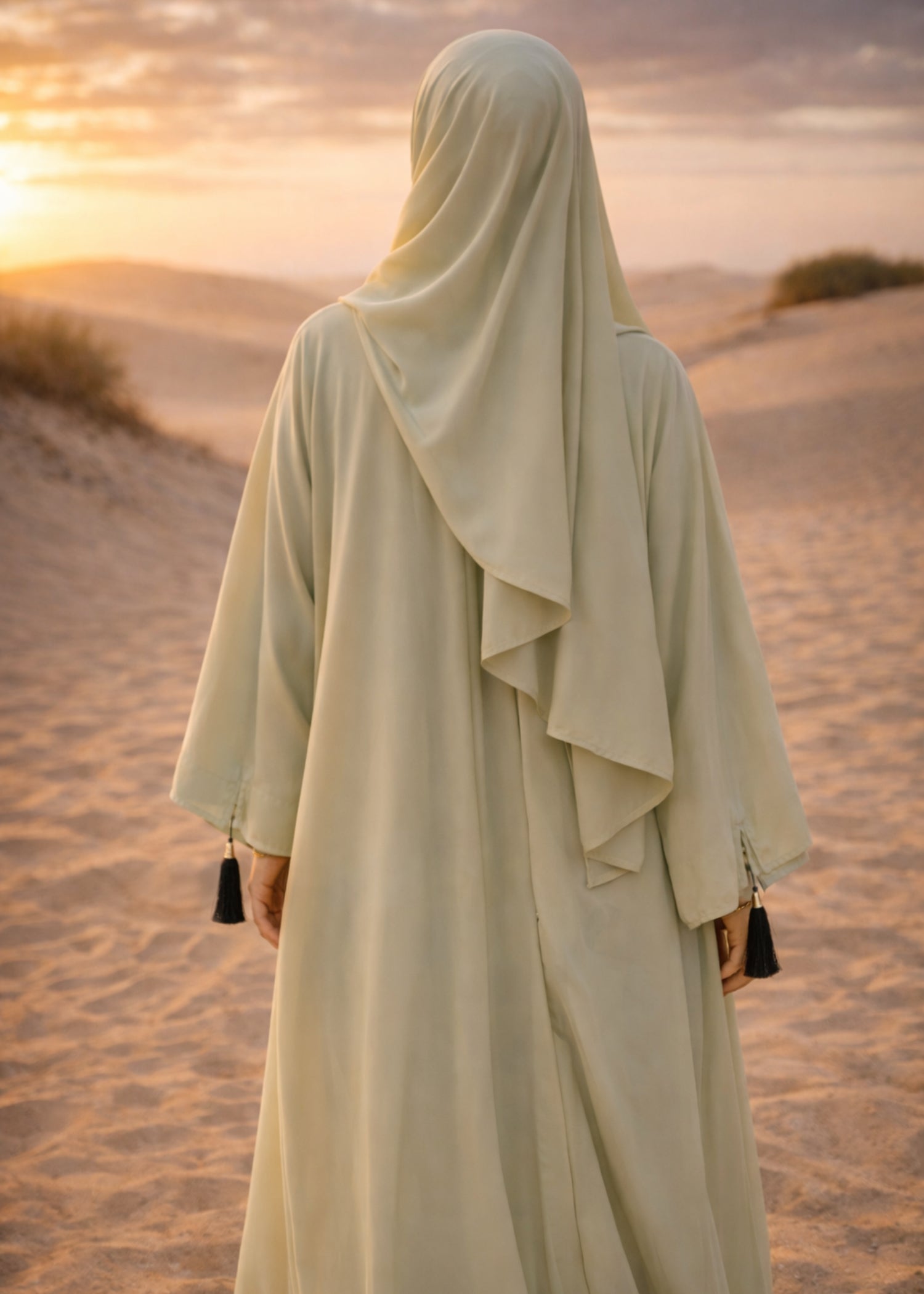 georgette chiffon Abaya in Sage green