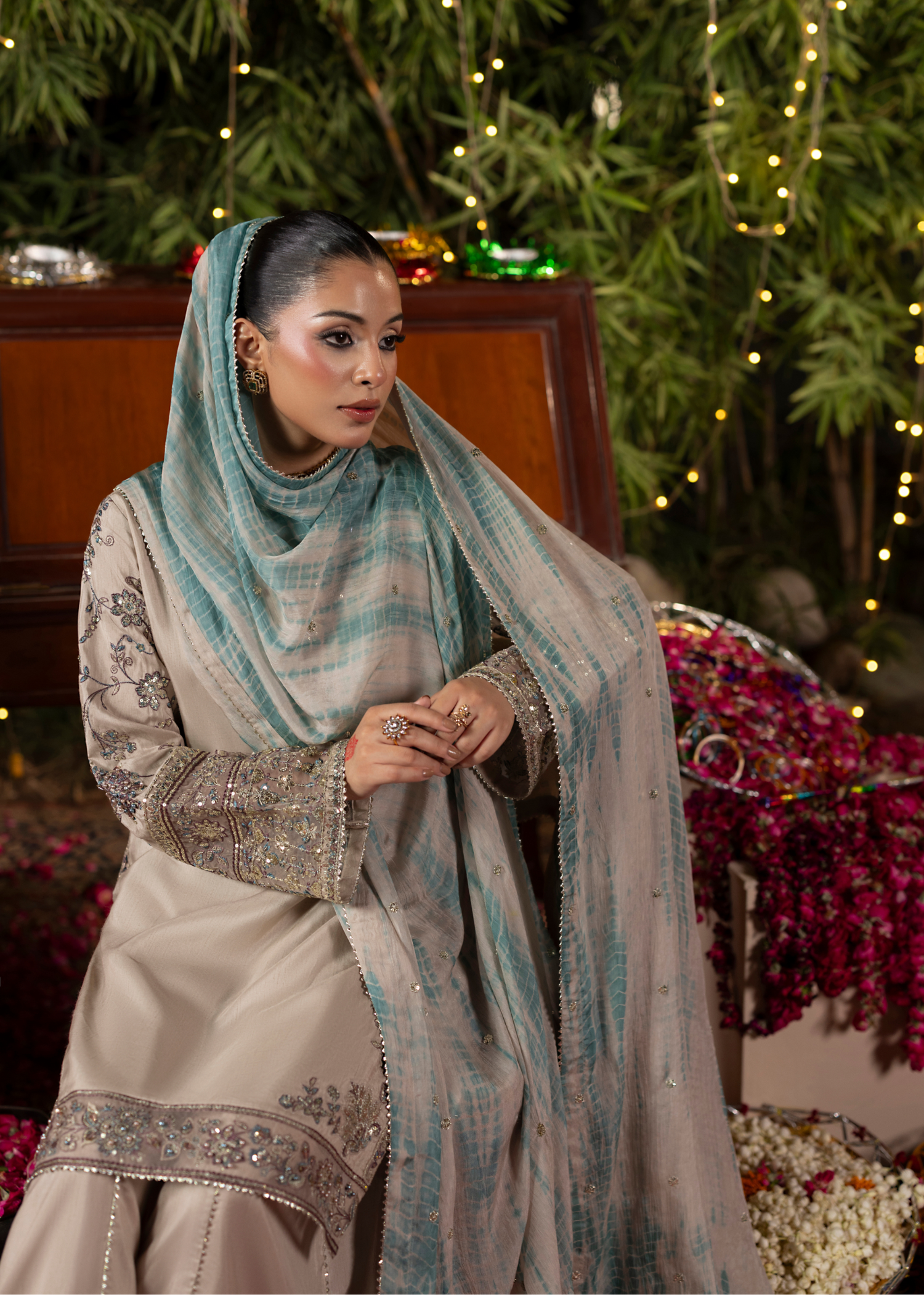 raw silk Kurta Set in Grey