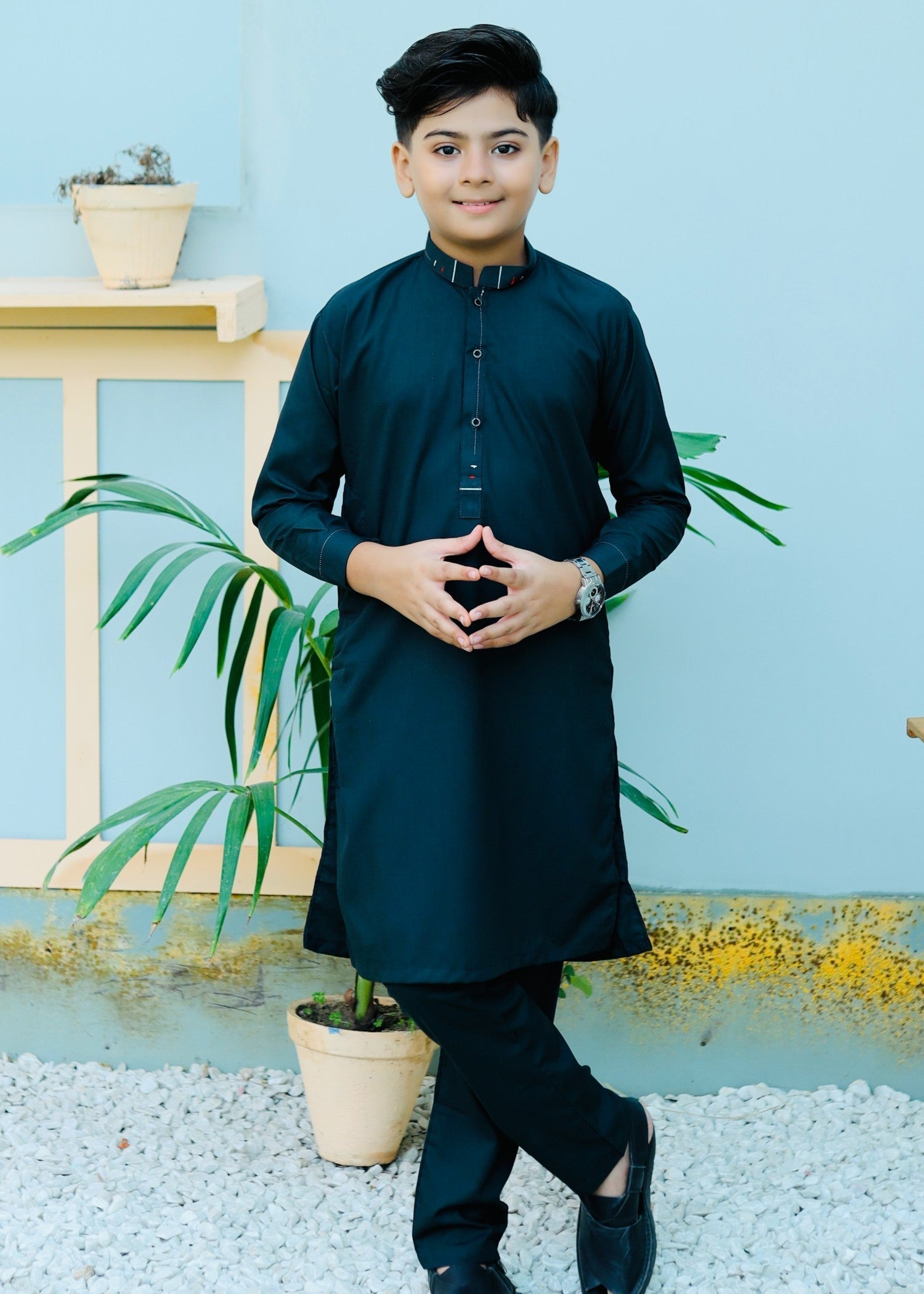 wash & wear Kurta Set in Pine green