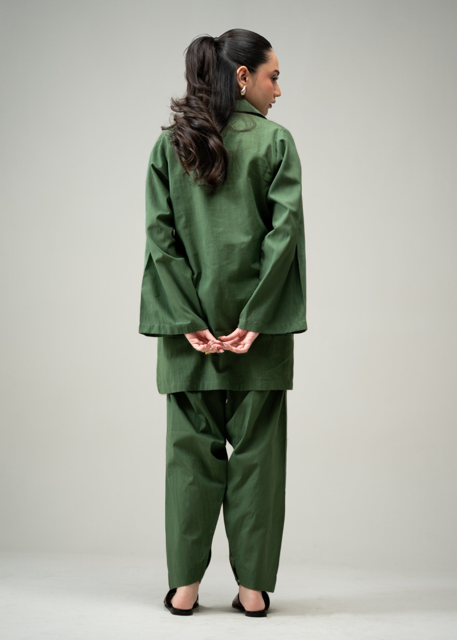 pure cotton Co Ord Sets in Bottle green