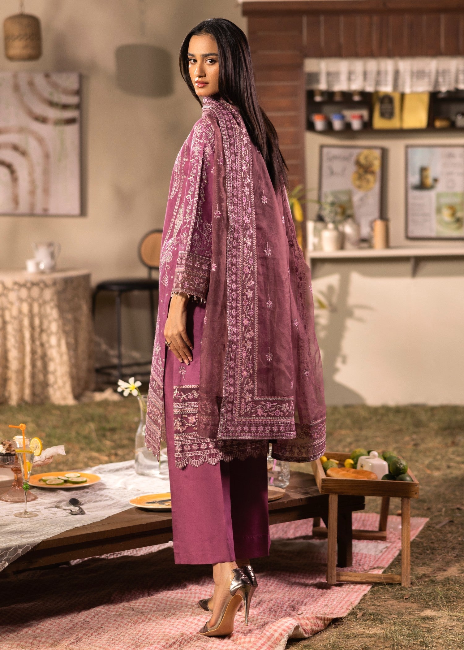 viscose Kurta Set in Plum purple