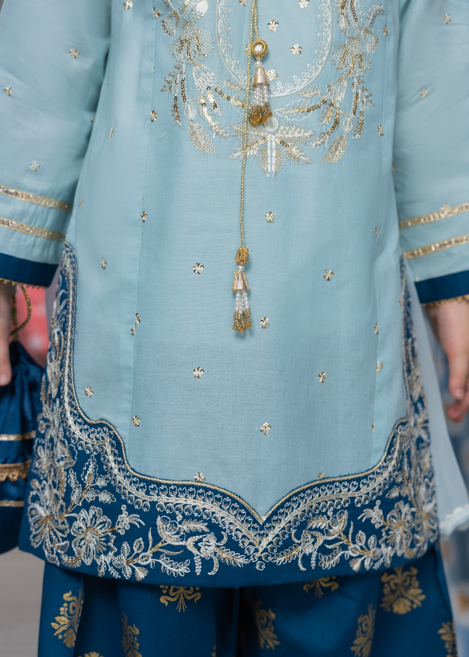 lawn cotton Kurta Set in Powder blue