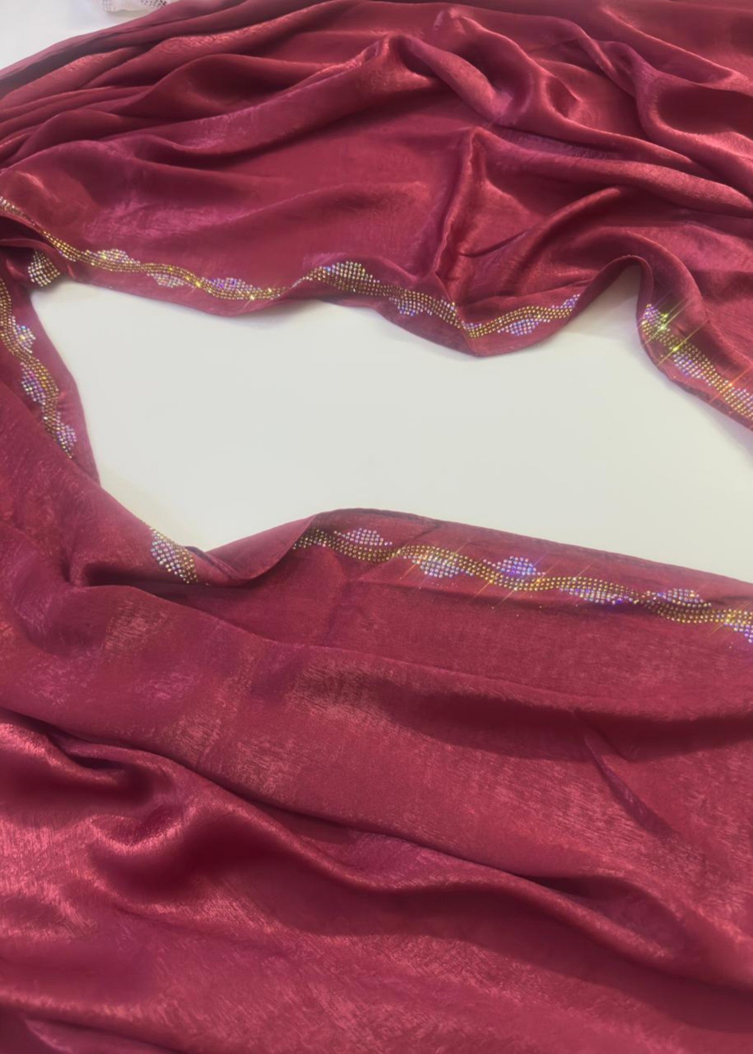 crushed velvet Hijab in Red