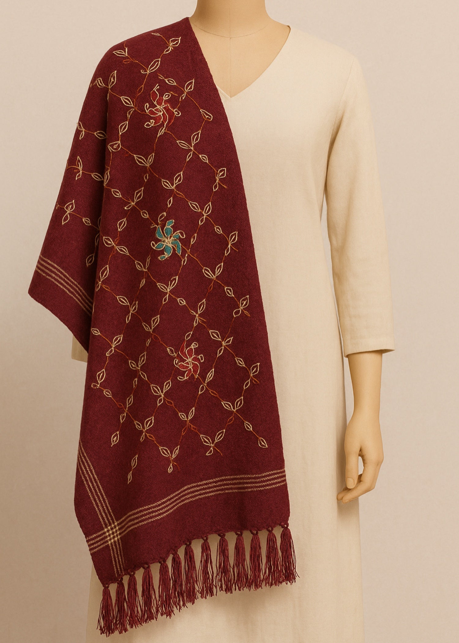 Shawl in Deep carmine Color by - Trendy Women Shawl AAQ6203