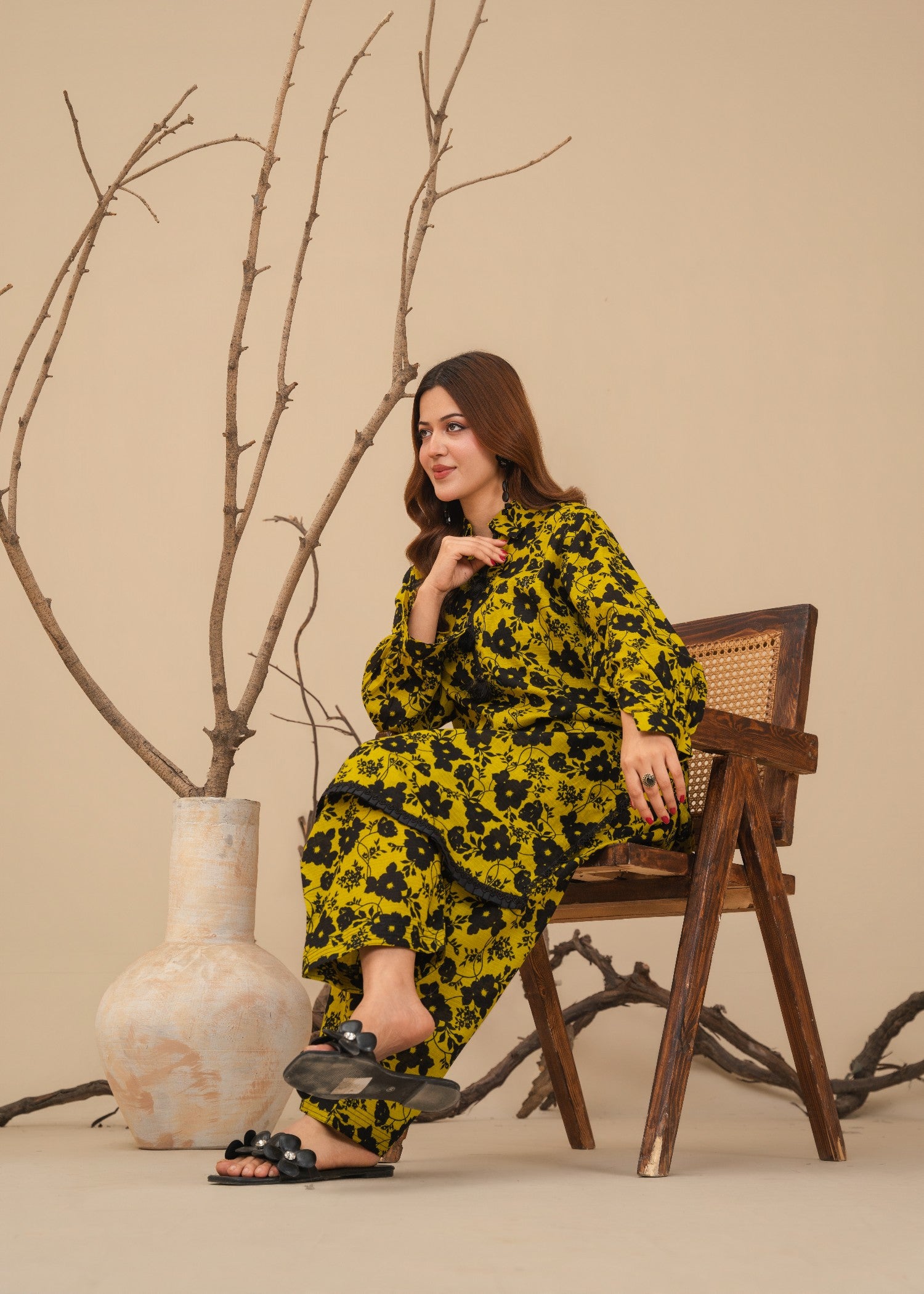 lawn Co Ord Sets in Black, olive green