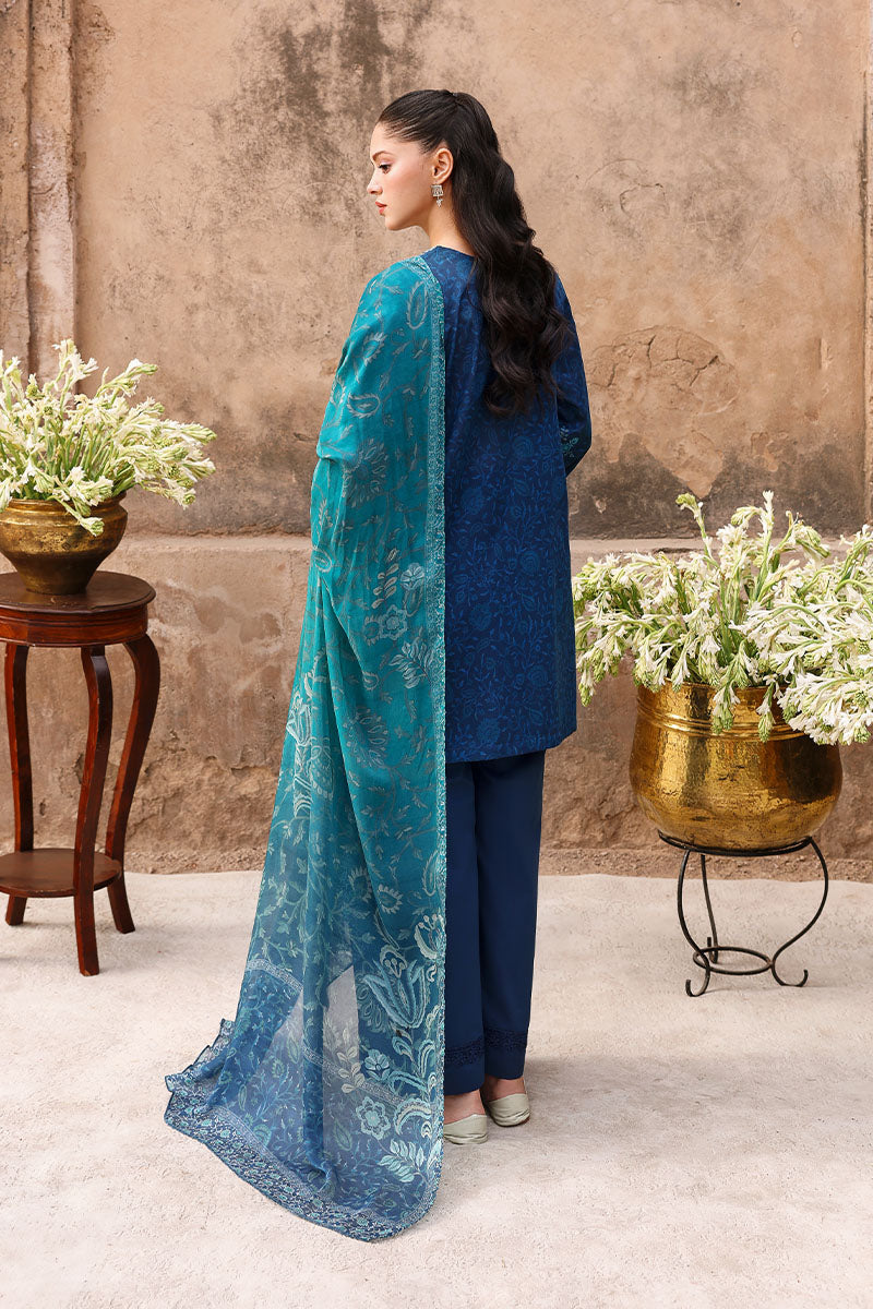 Festive – Prussian Waves - Printed Lawn